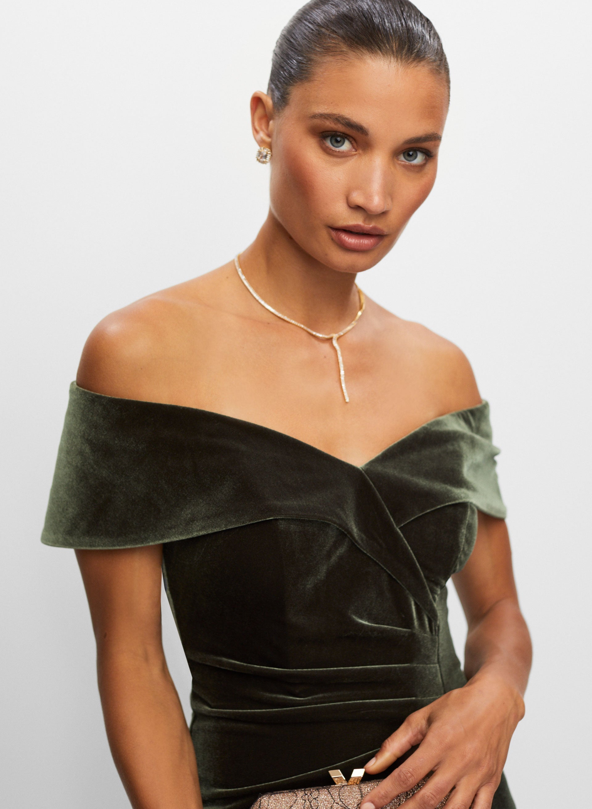 BA Nites - Velvet Off-The-Shoulder Dress BA Nites - Velvet Off-The-Shoulder Dress