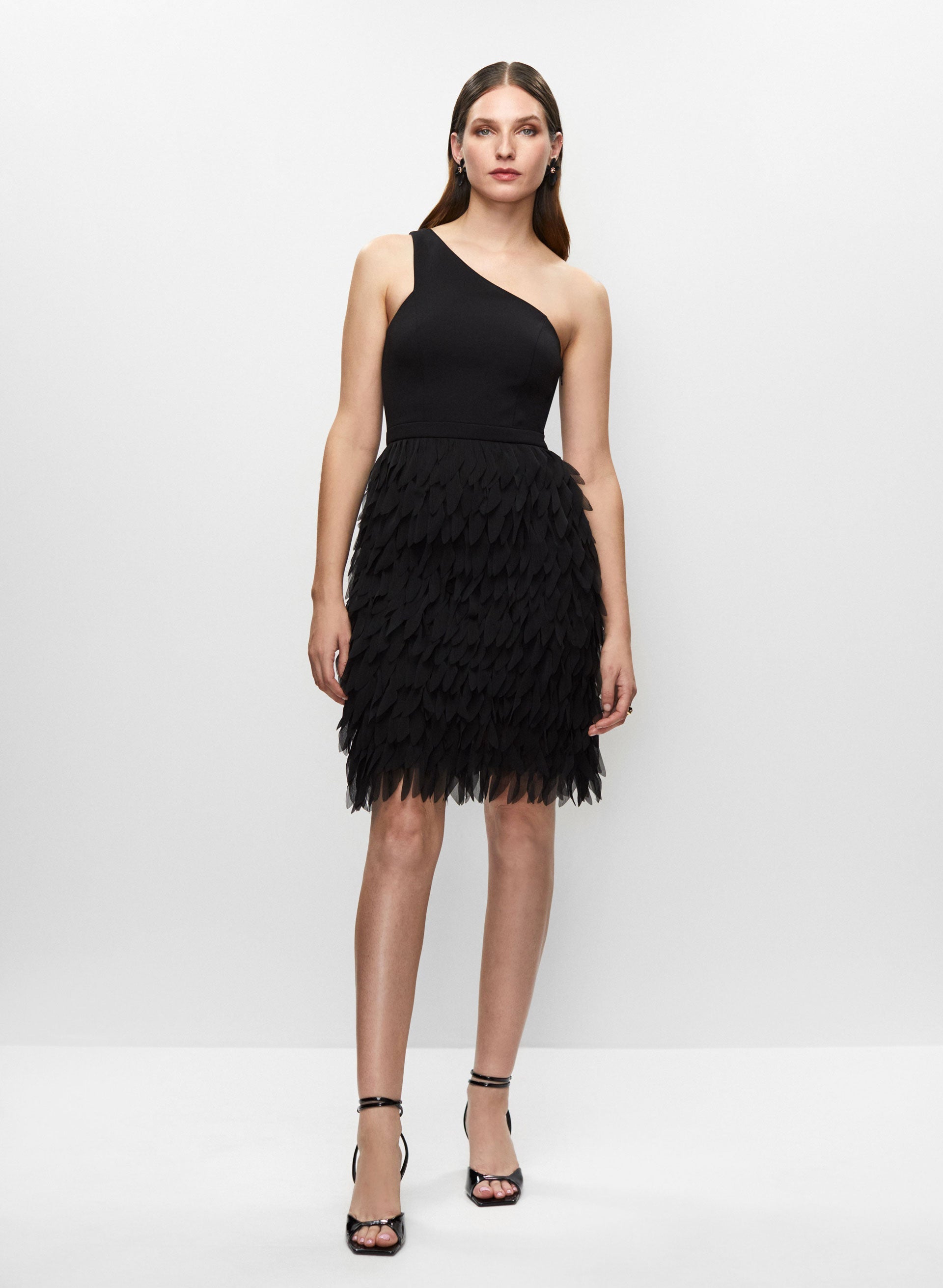 Asymmetric Feather Skirt Dress