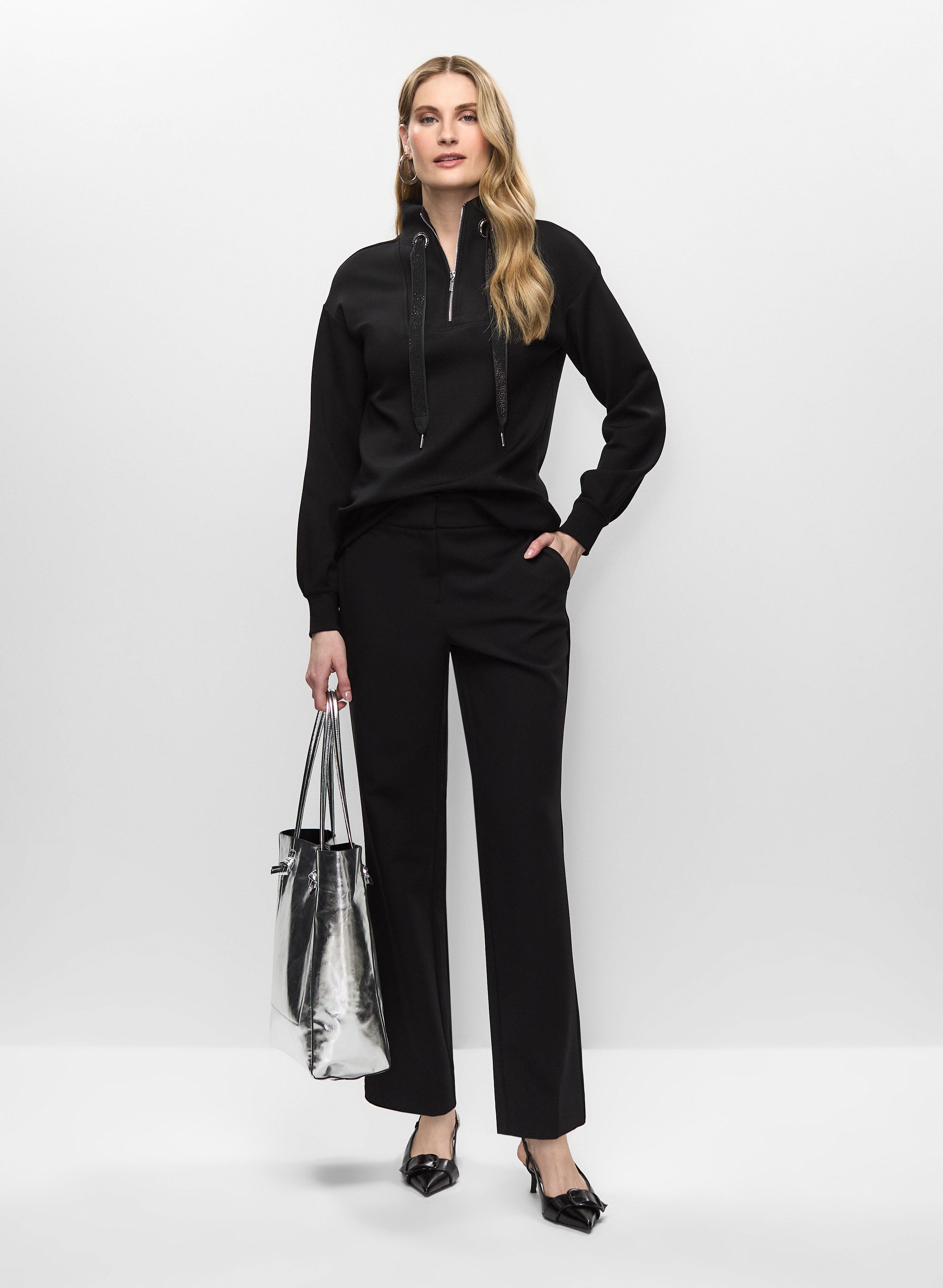 Zip Front Top & Straight Leg Trousers