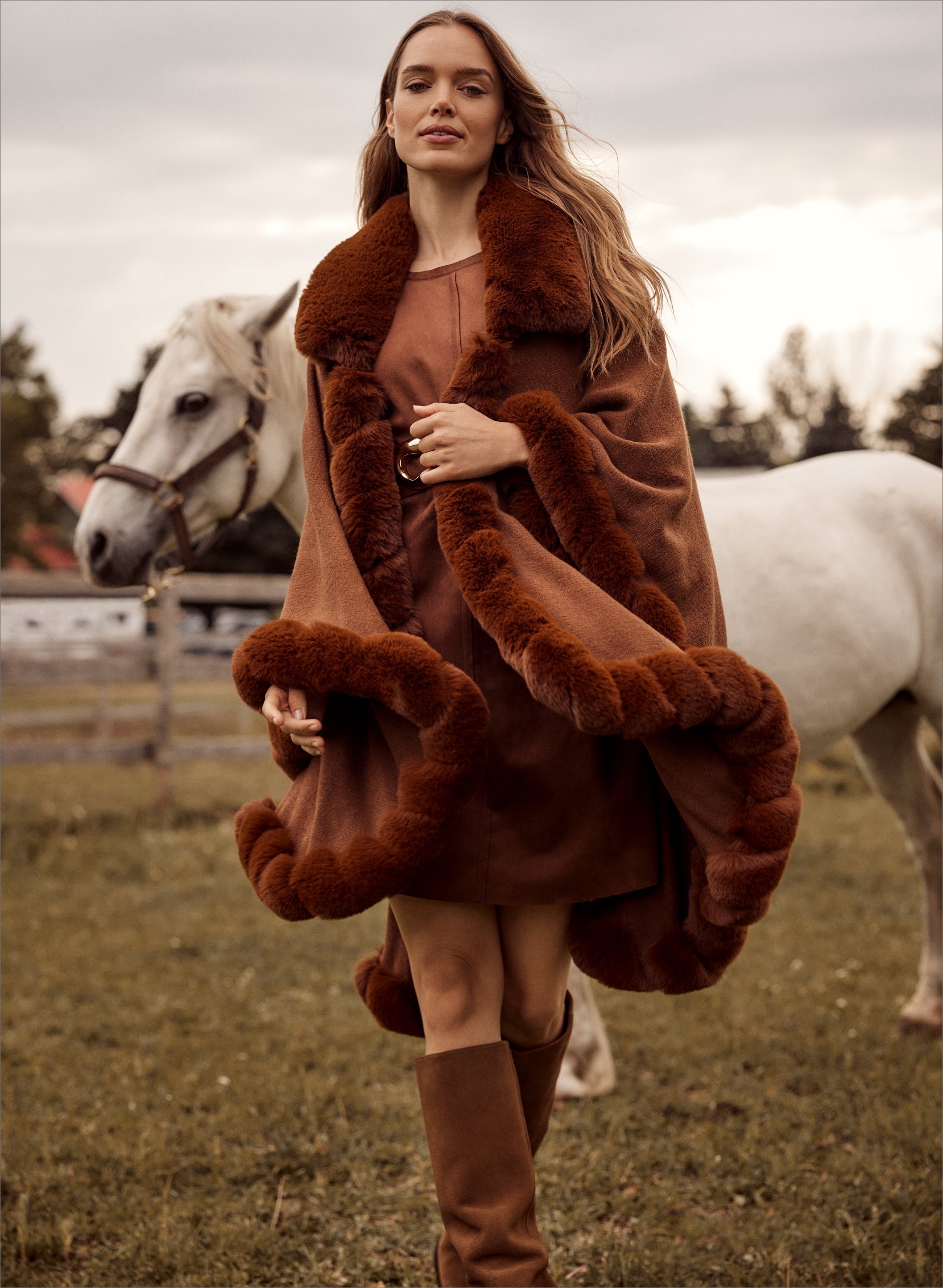 Faux Fur Poncho