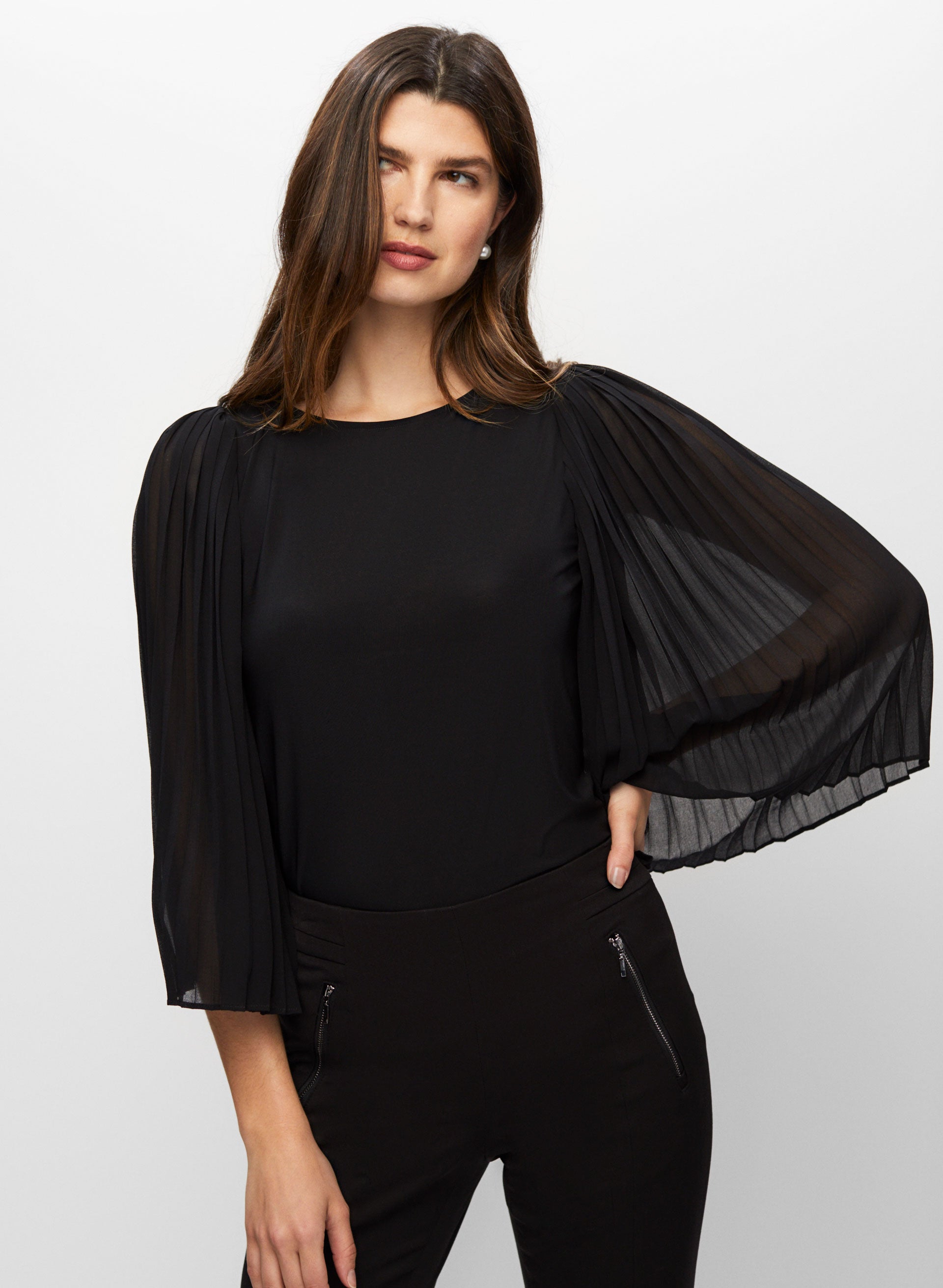 Pleated Chiffon Sleeve Top