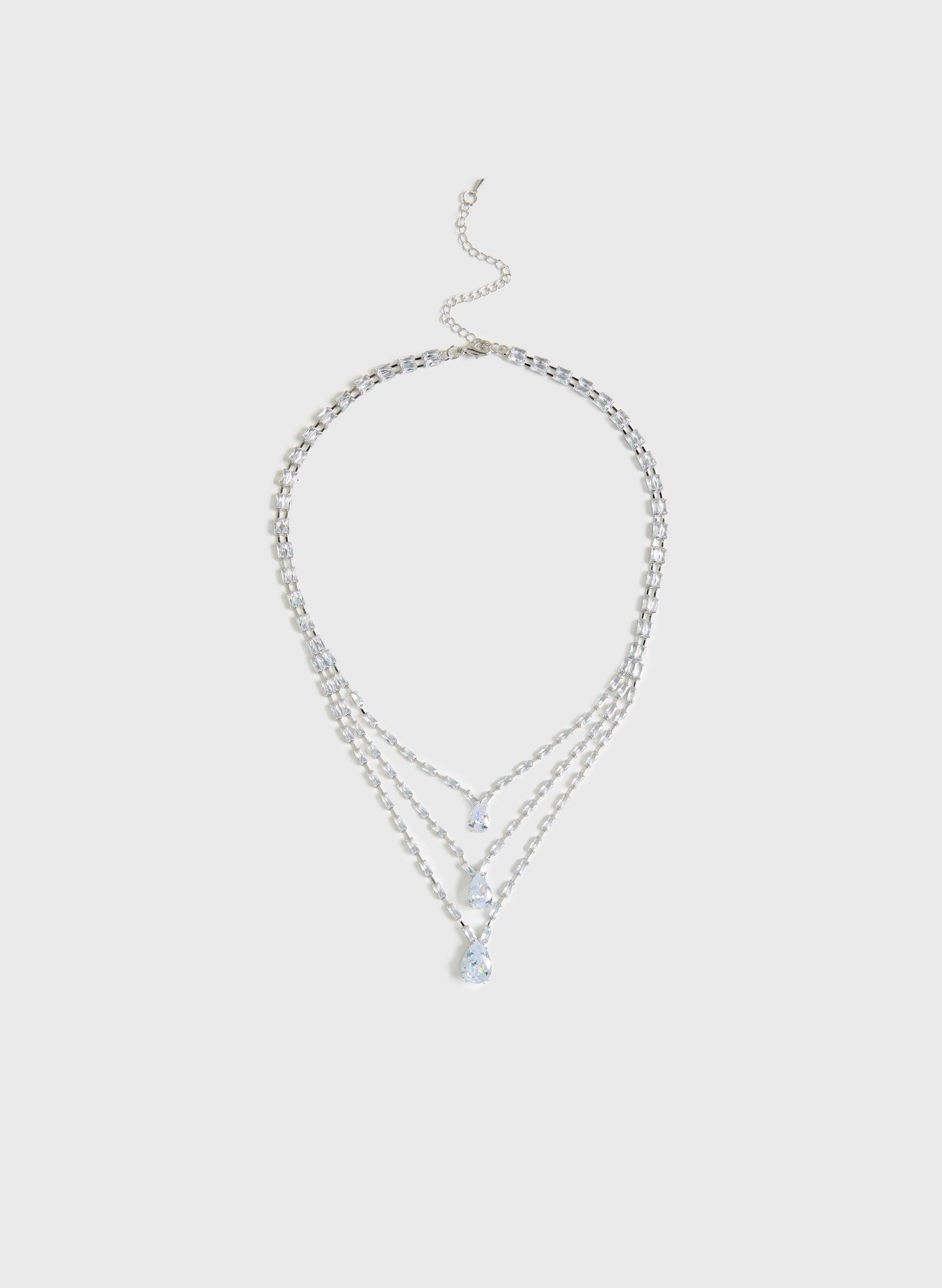 Layered Cubic Zirconia Baguette Necklace