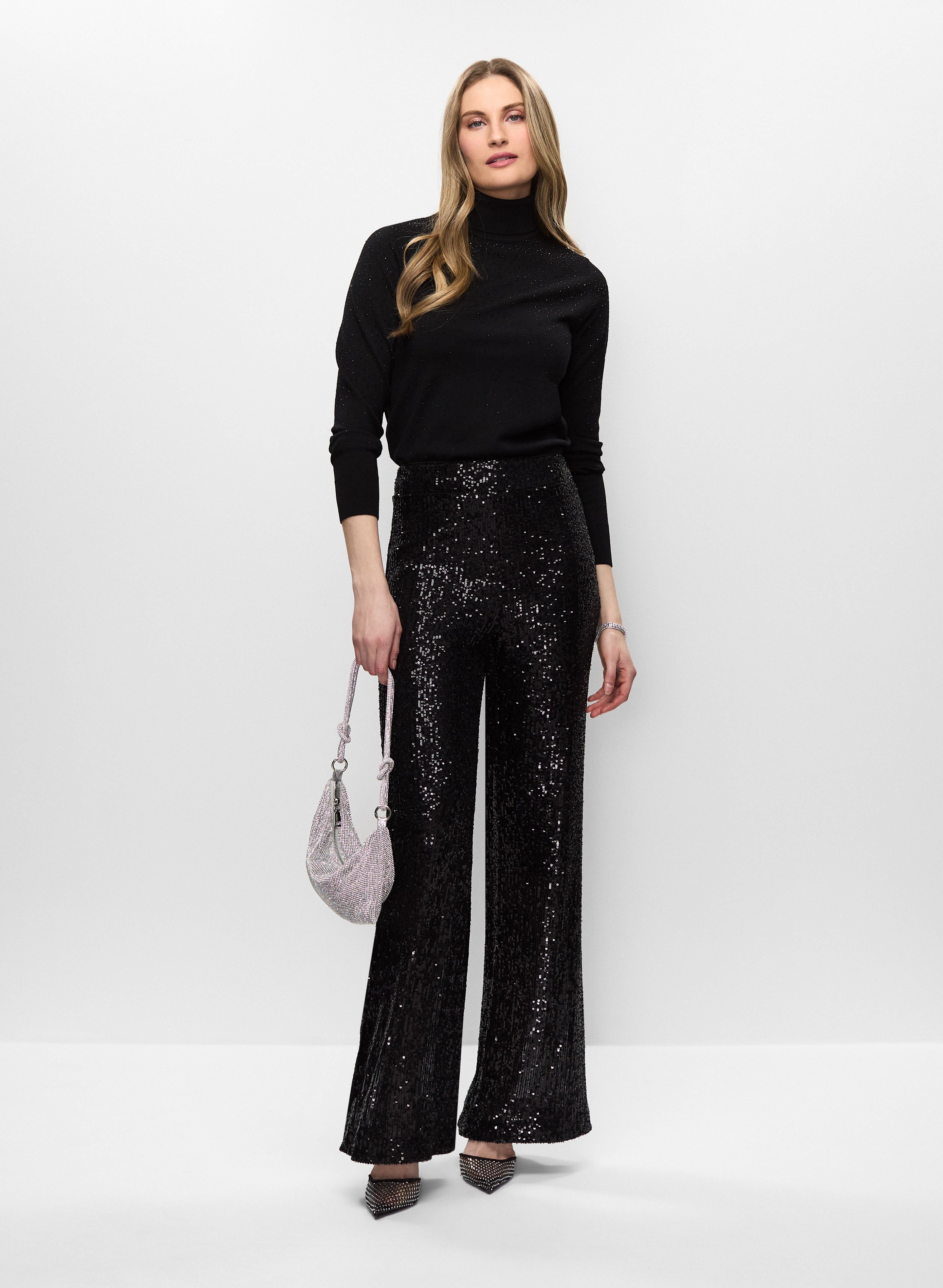 Black sequin turtleneck sales