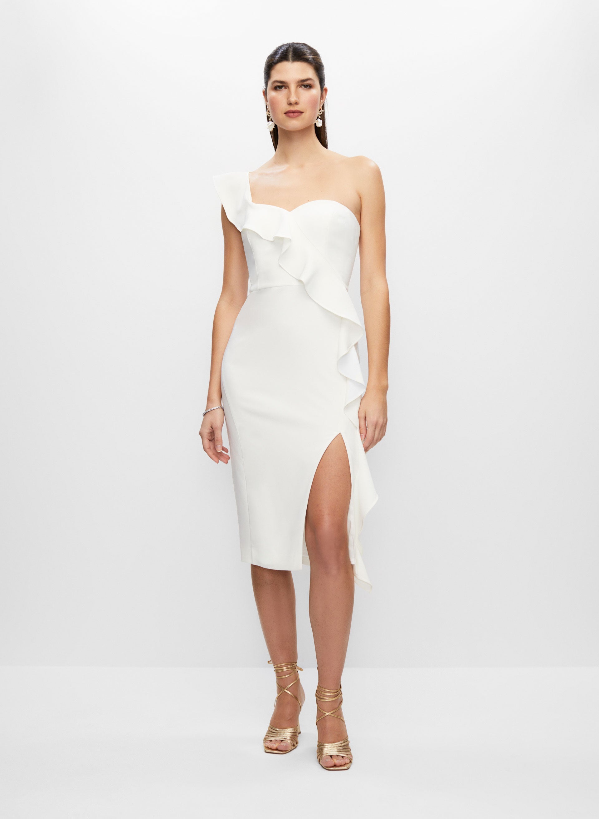 Aidan Mattox - One-Shoulder Ruffle Dress