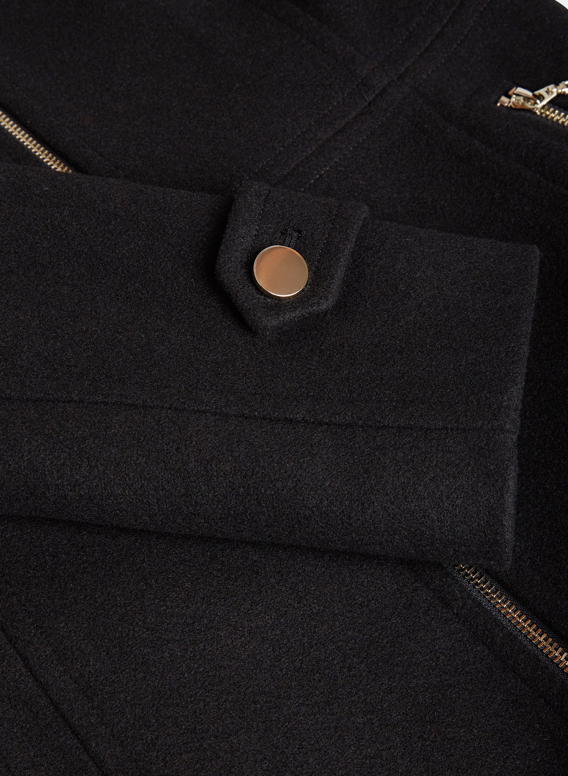 Zip Front Wool Blend Coat