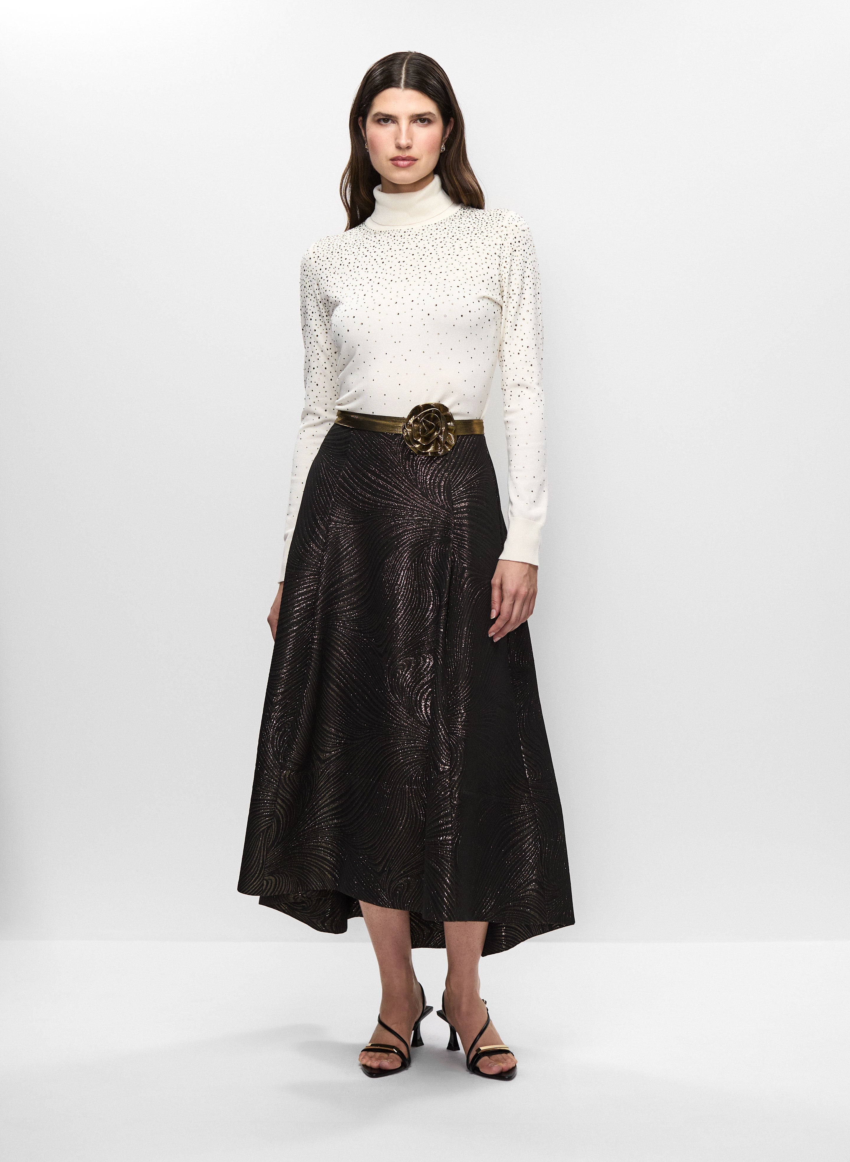 Turtleneck Sweater & Asymmetric Skirt