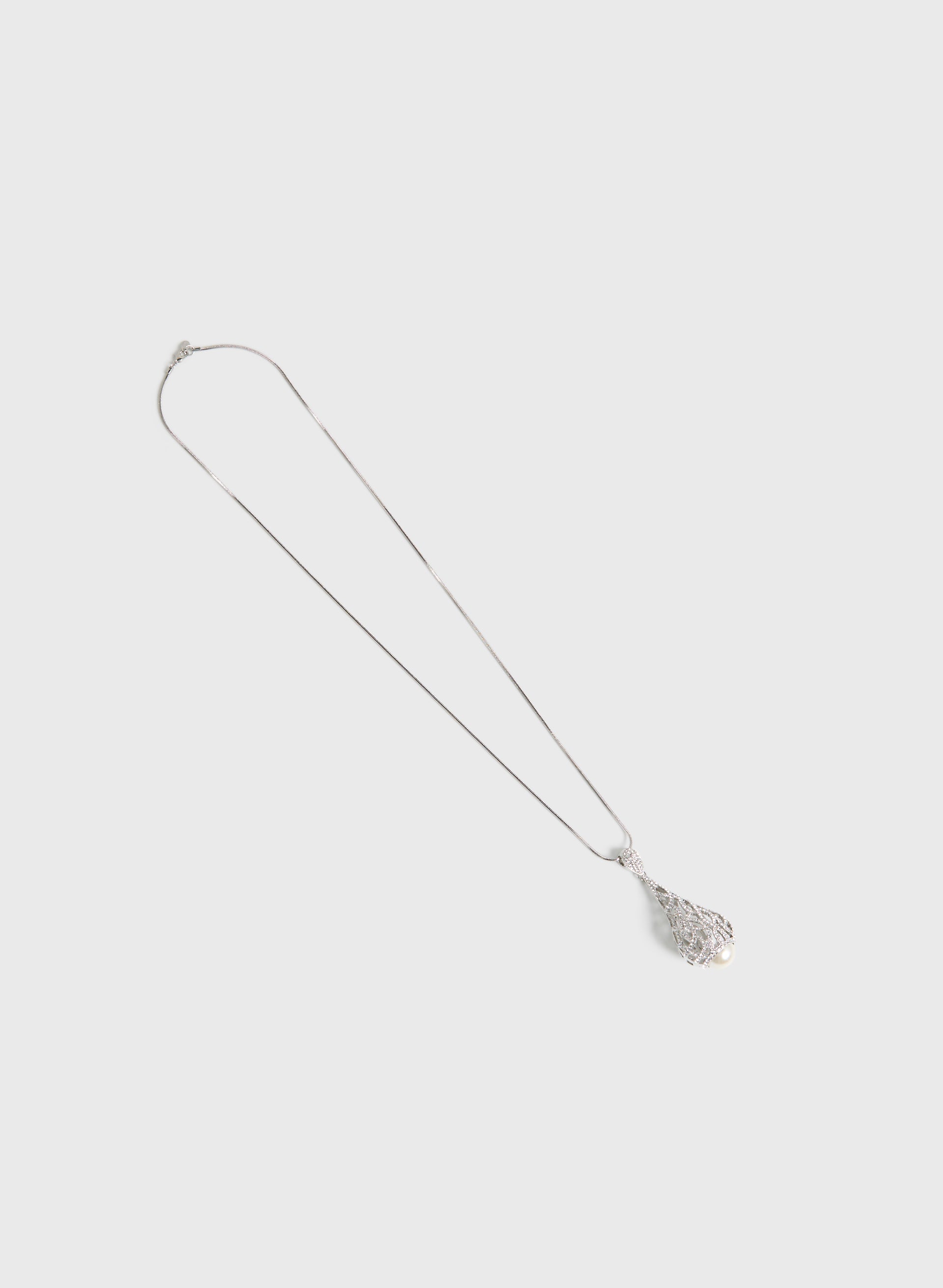 Long Necklace With Teardrop Pendant