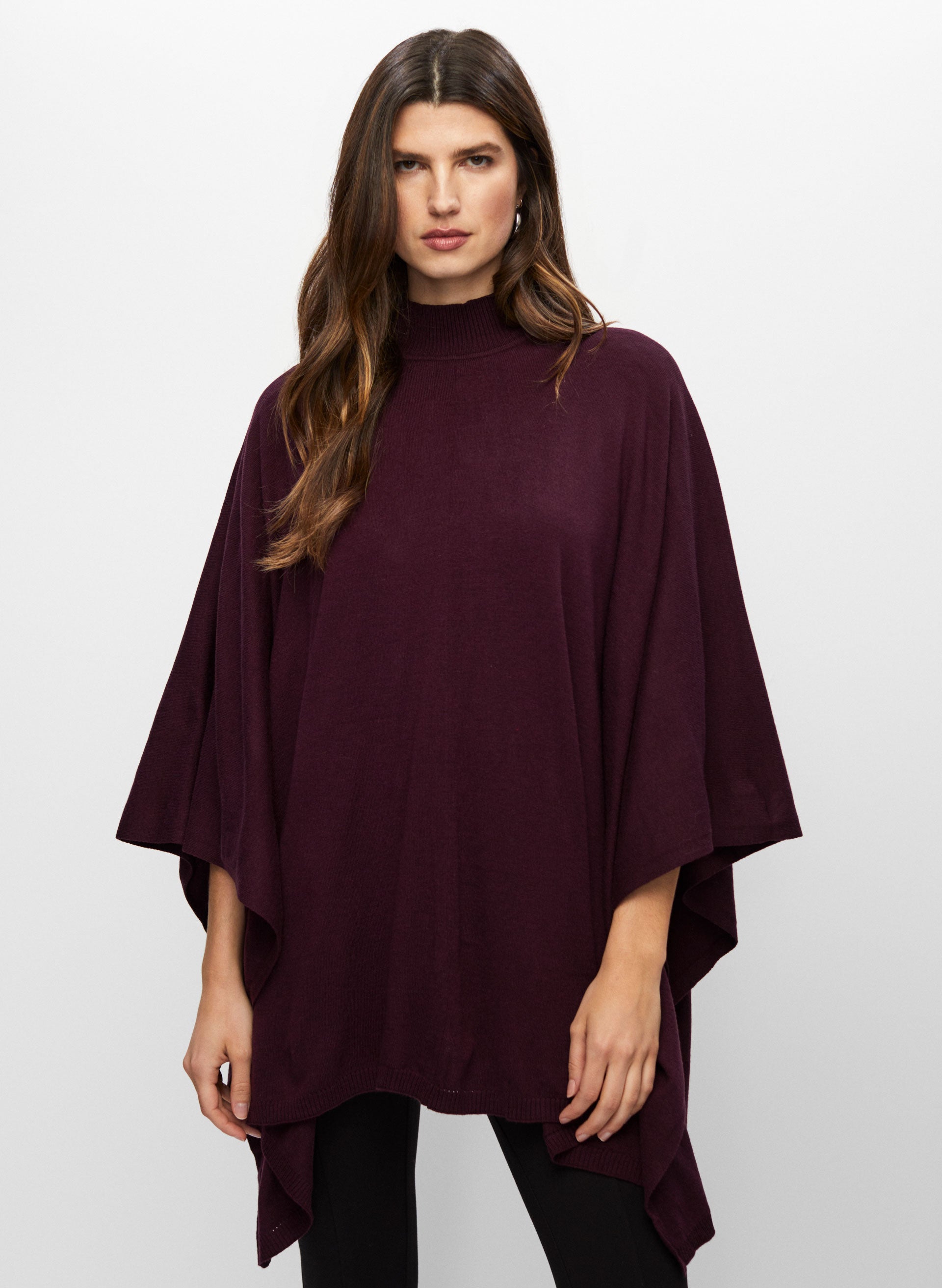 Mock neck poncho shop