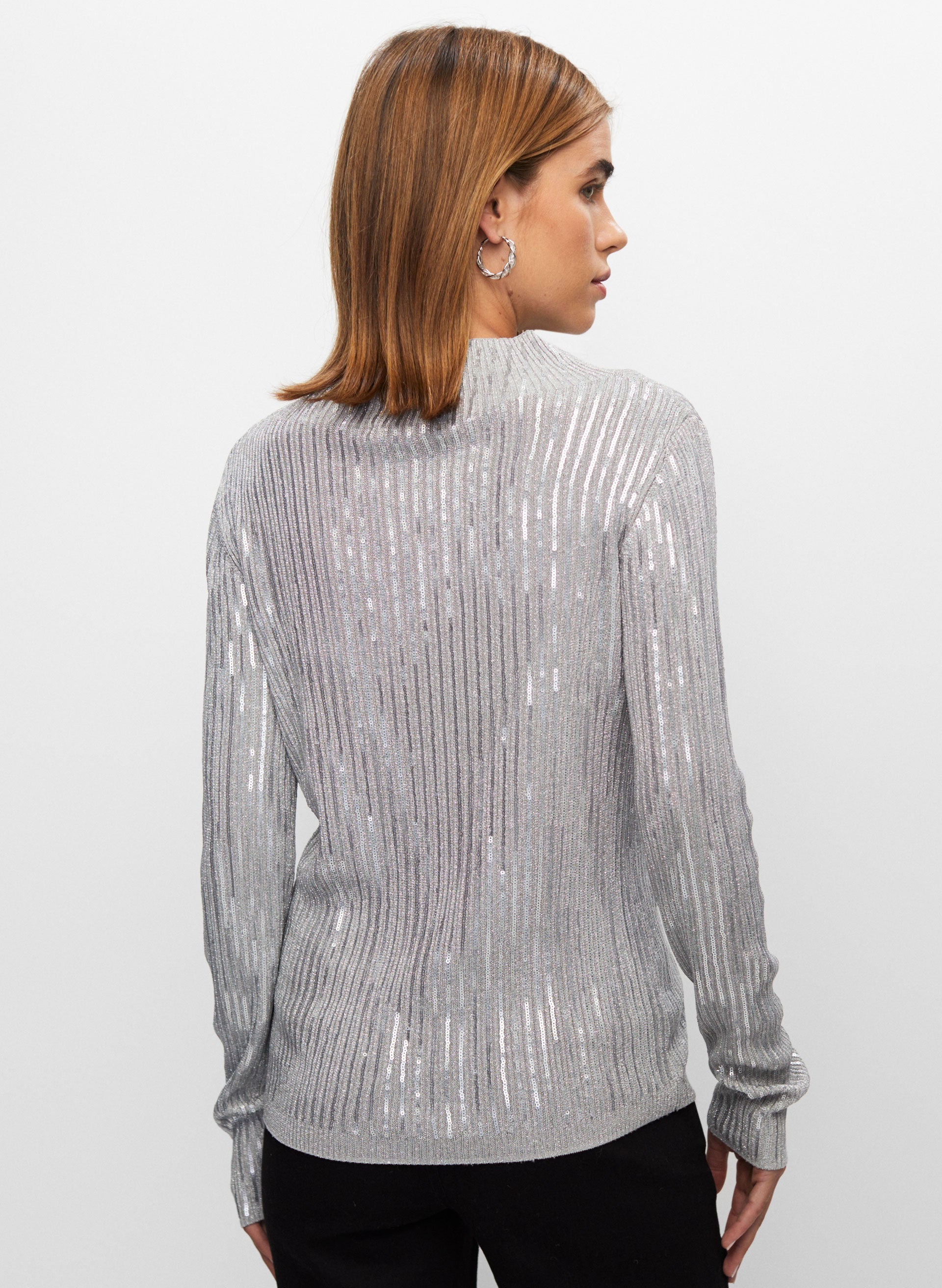 Sequin Rib Knit Sweater