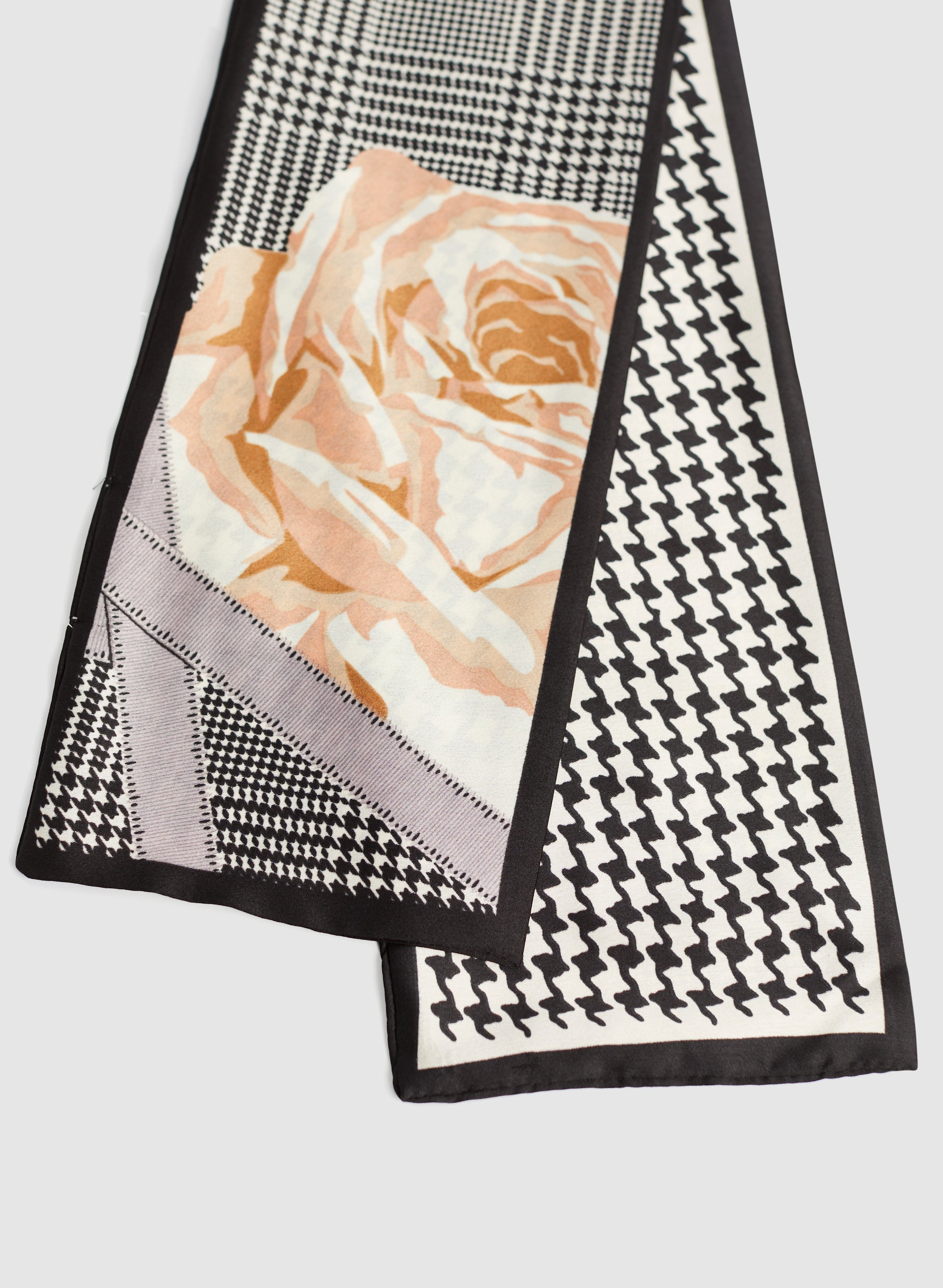 Houndstooth & Floral Print Scarf
