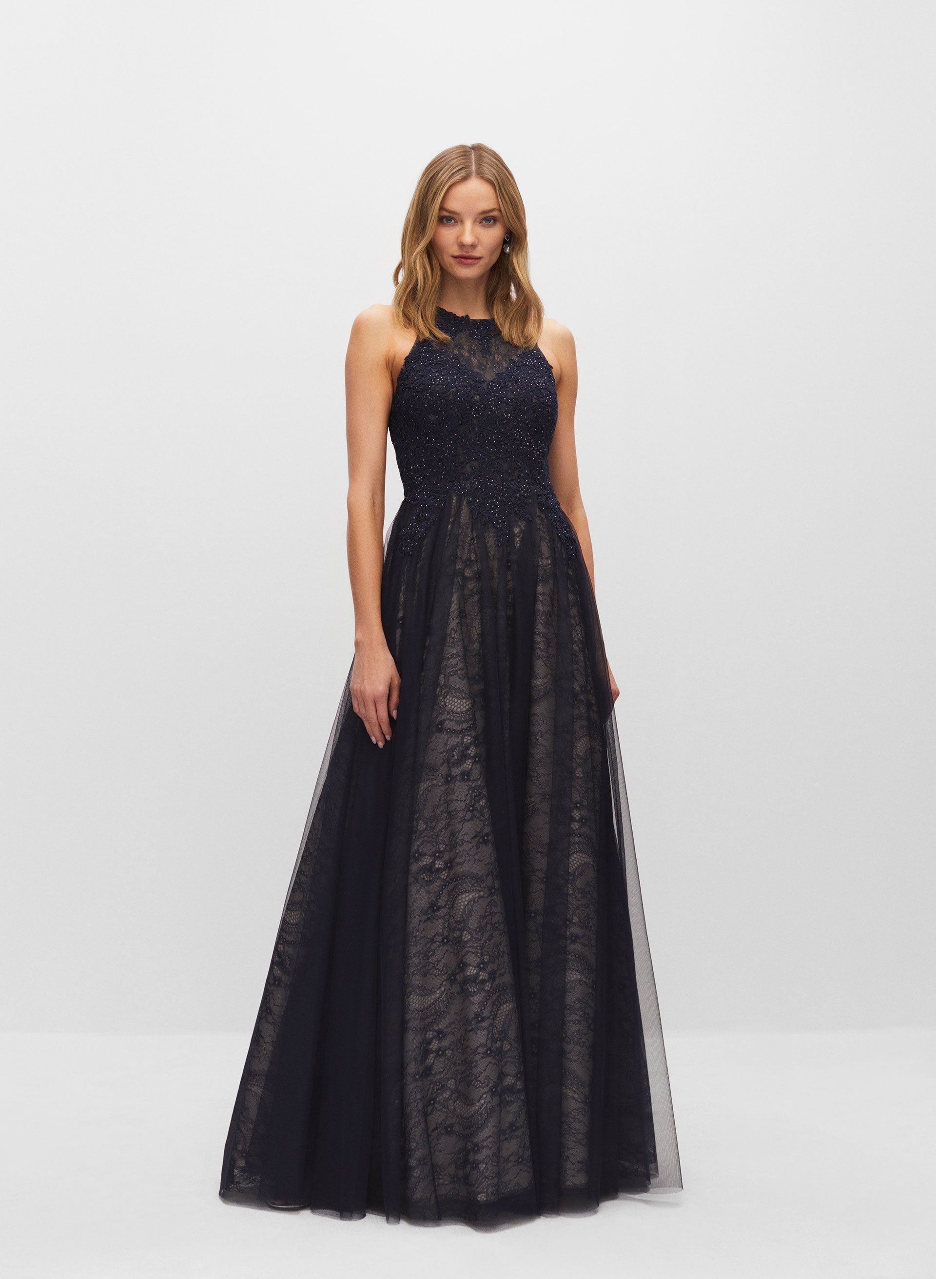Embellished & Embroidered Lace Gown