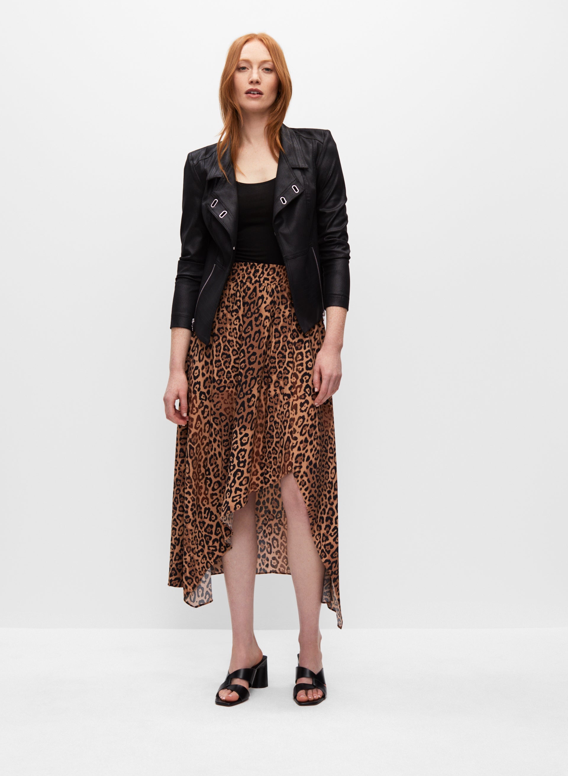 Leopard Print Smocked Waist Skirt