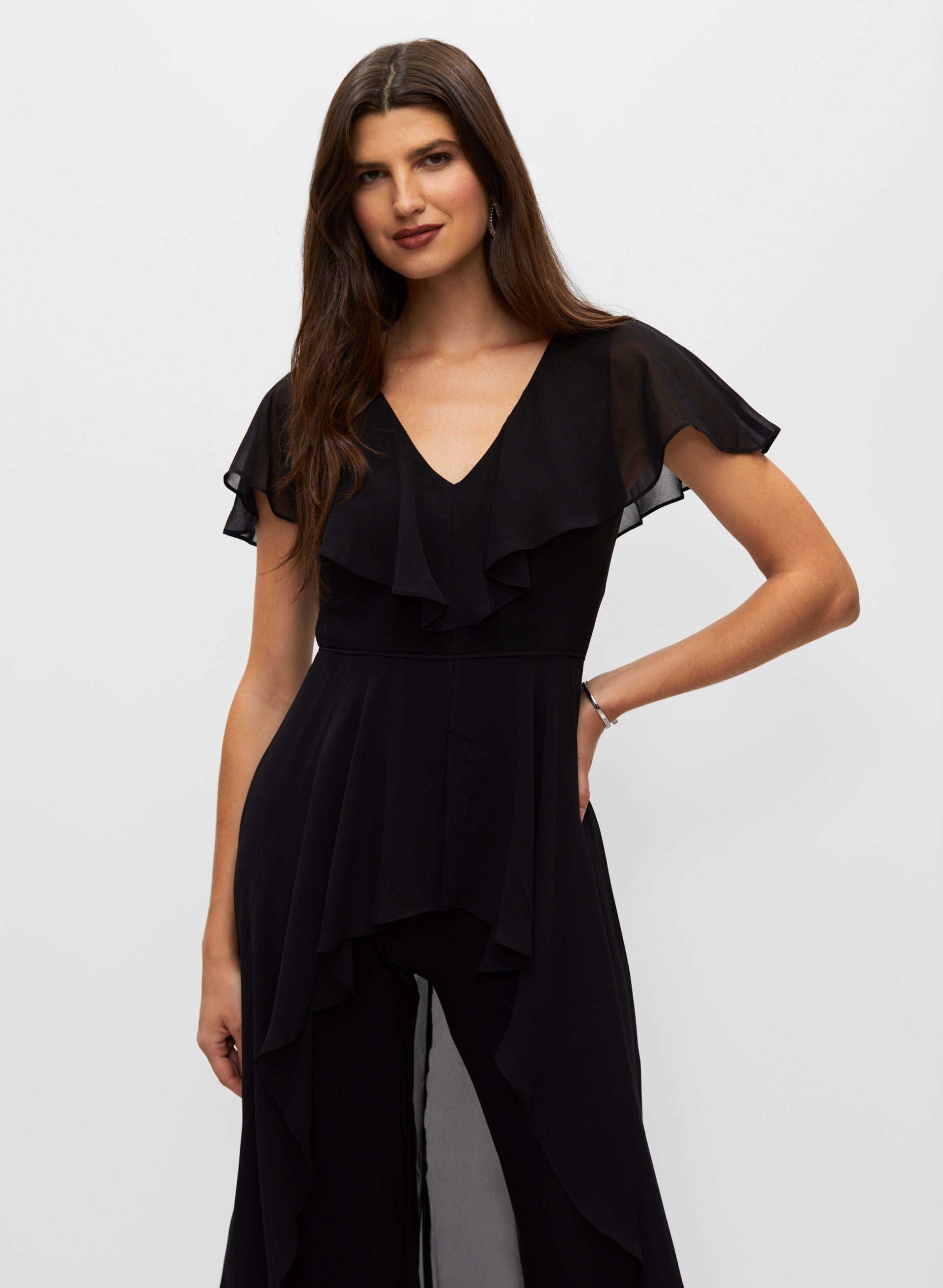 Adrianna Papell - High-Low Chiffon Jumpsuit