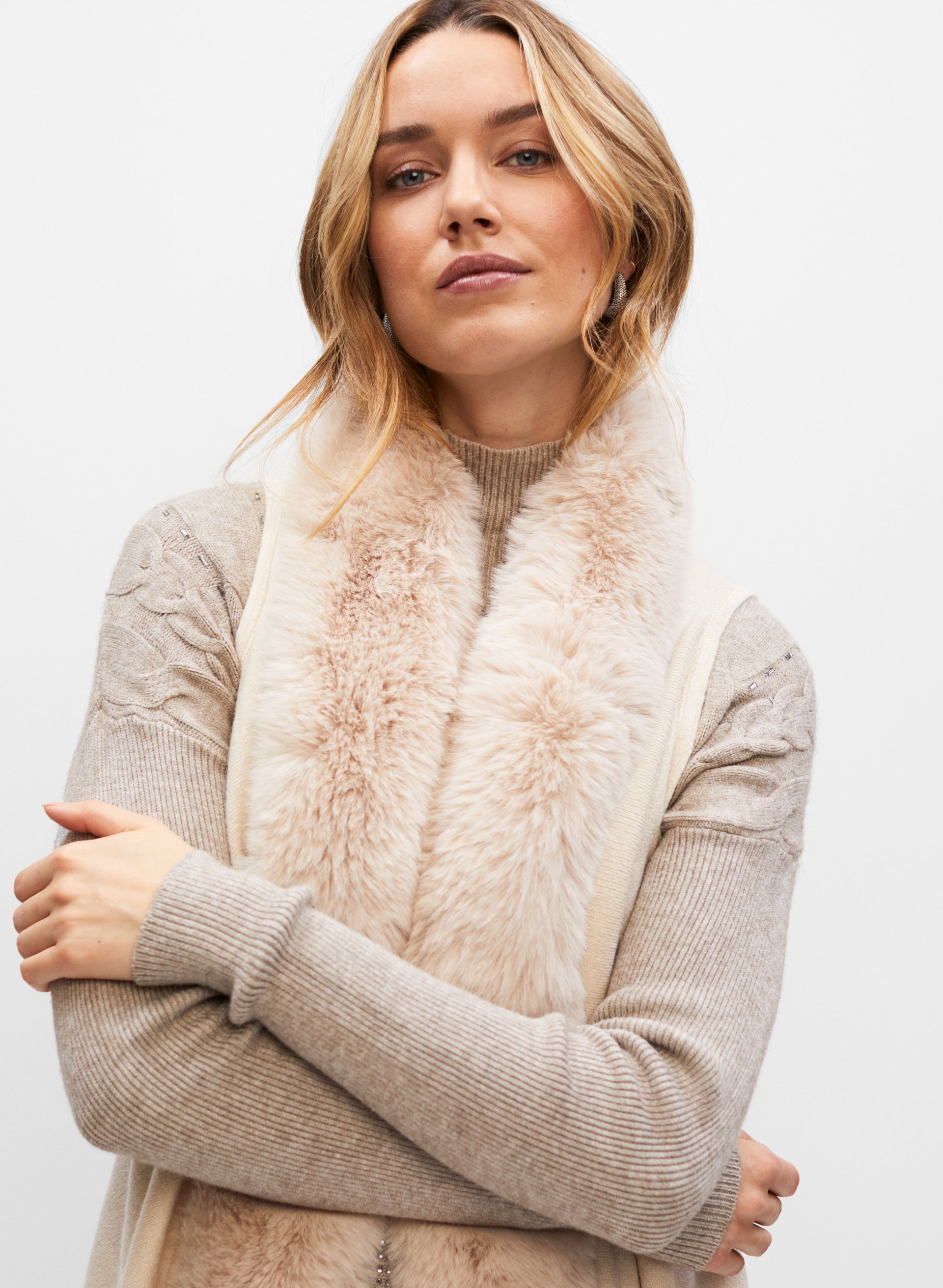 Joseph Ribkoff Faux Fur Trim Vest