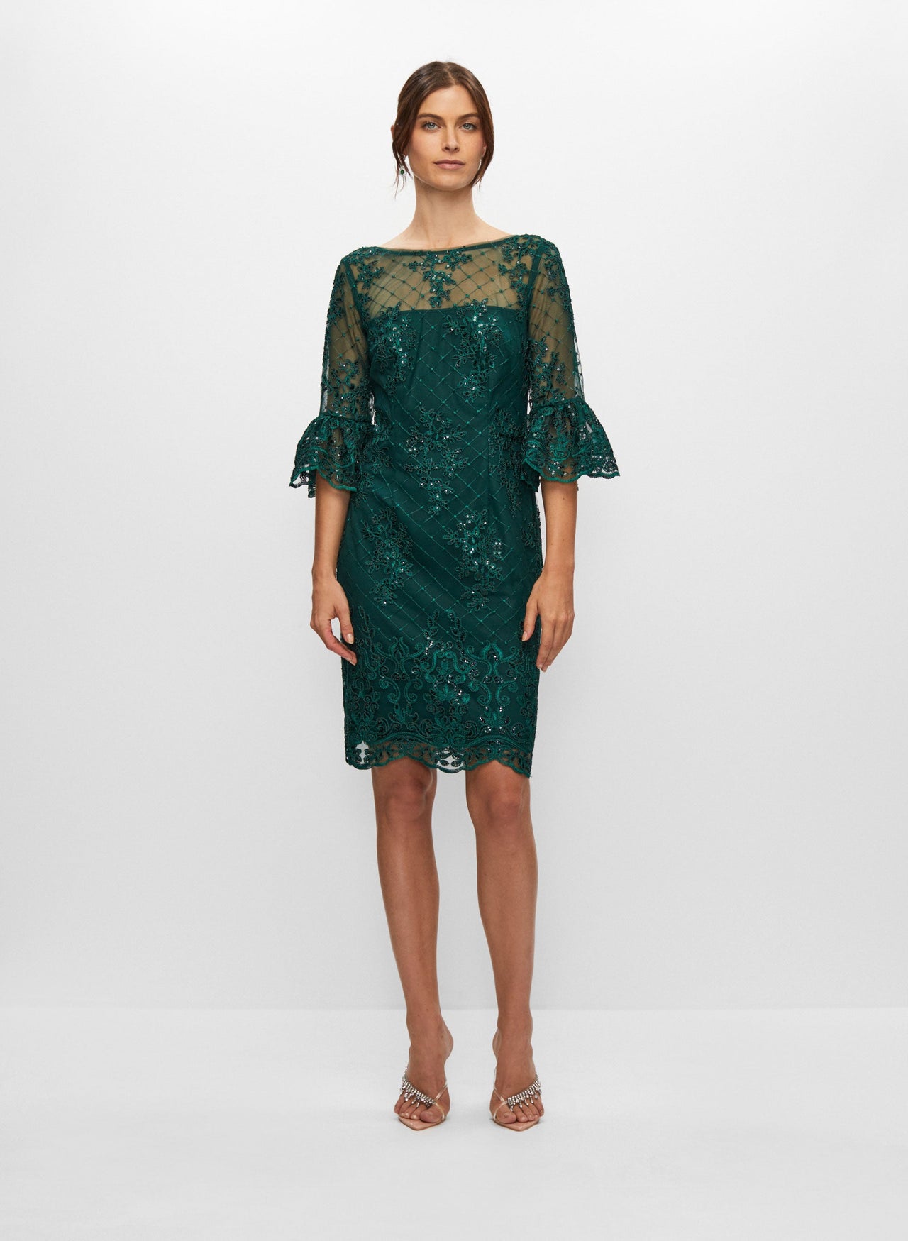 Robe Cocktail Adrianna Papell Taille 2 - Dentelle Brodée, Couleur Pétale, Neuve