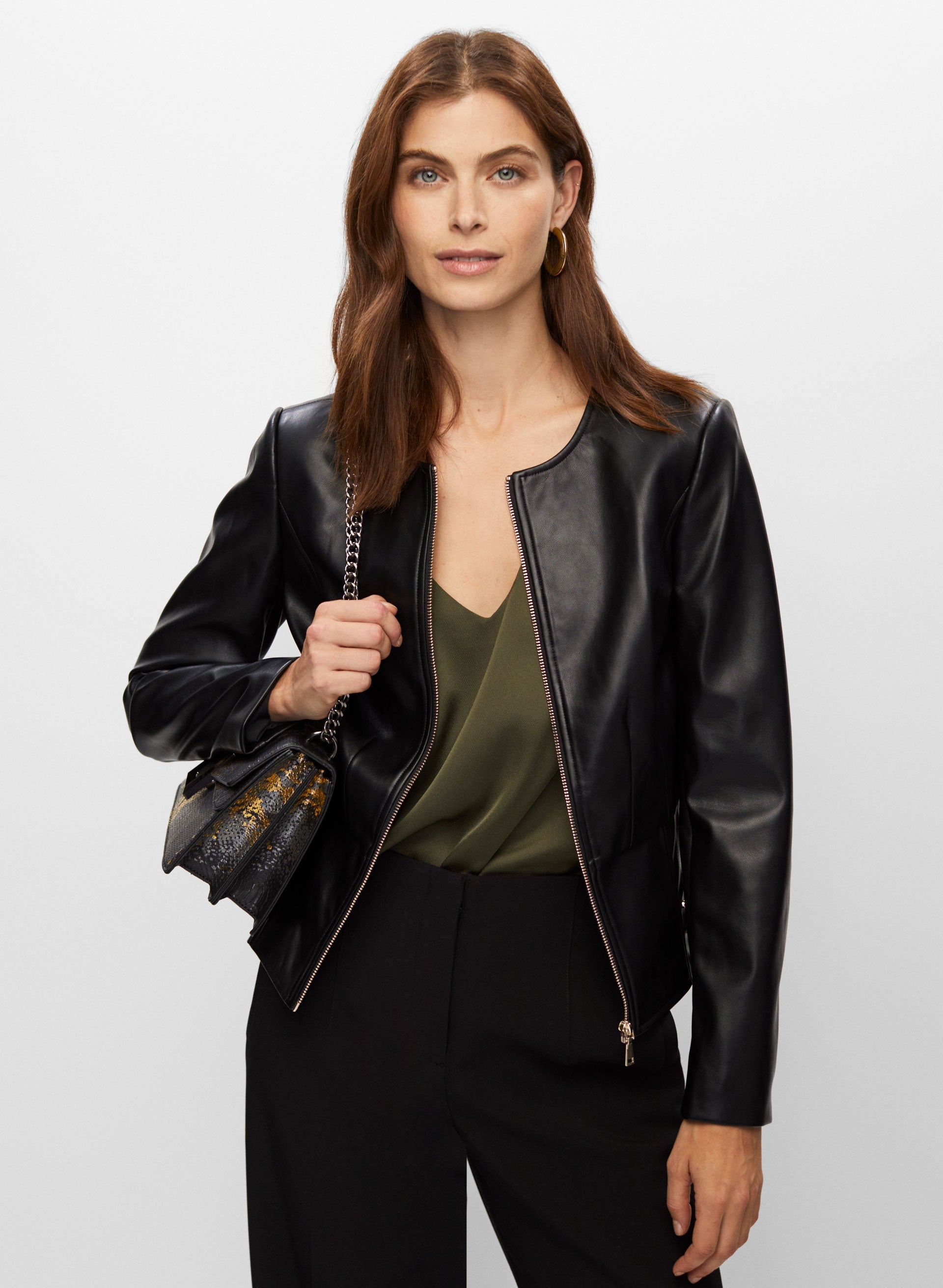 Black leather jacket with fringe on sale