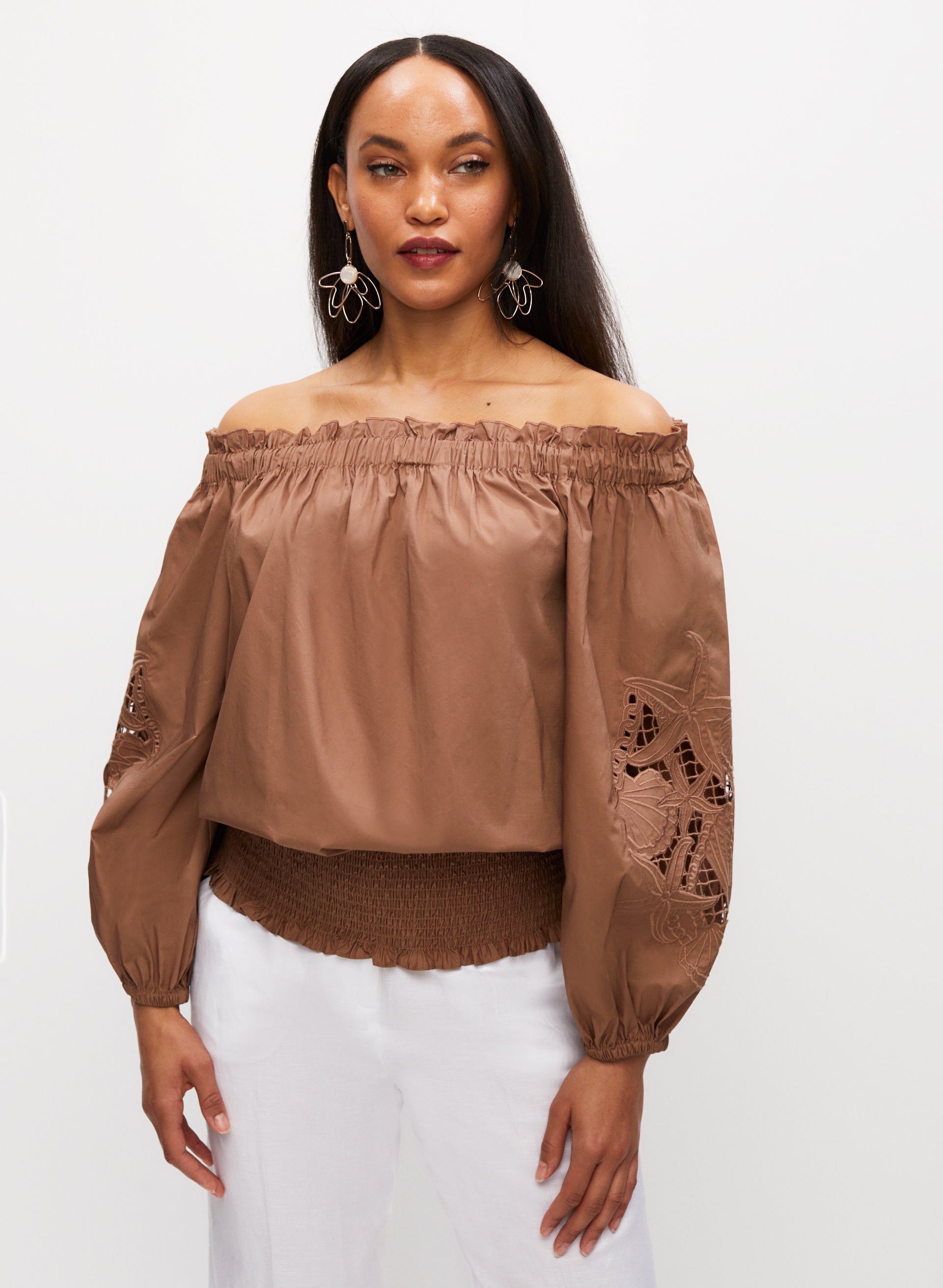 Embroidered Off-the-Shoulder Blouse