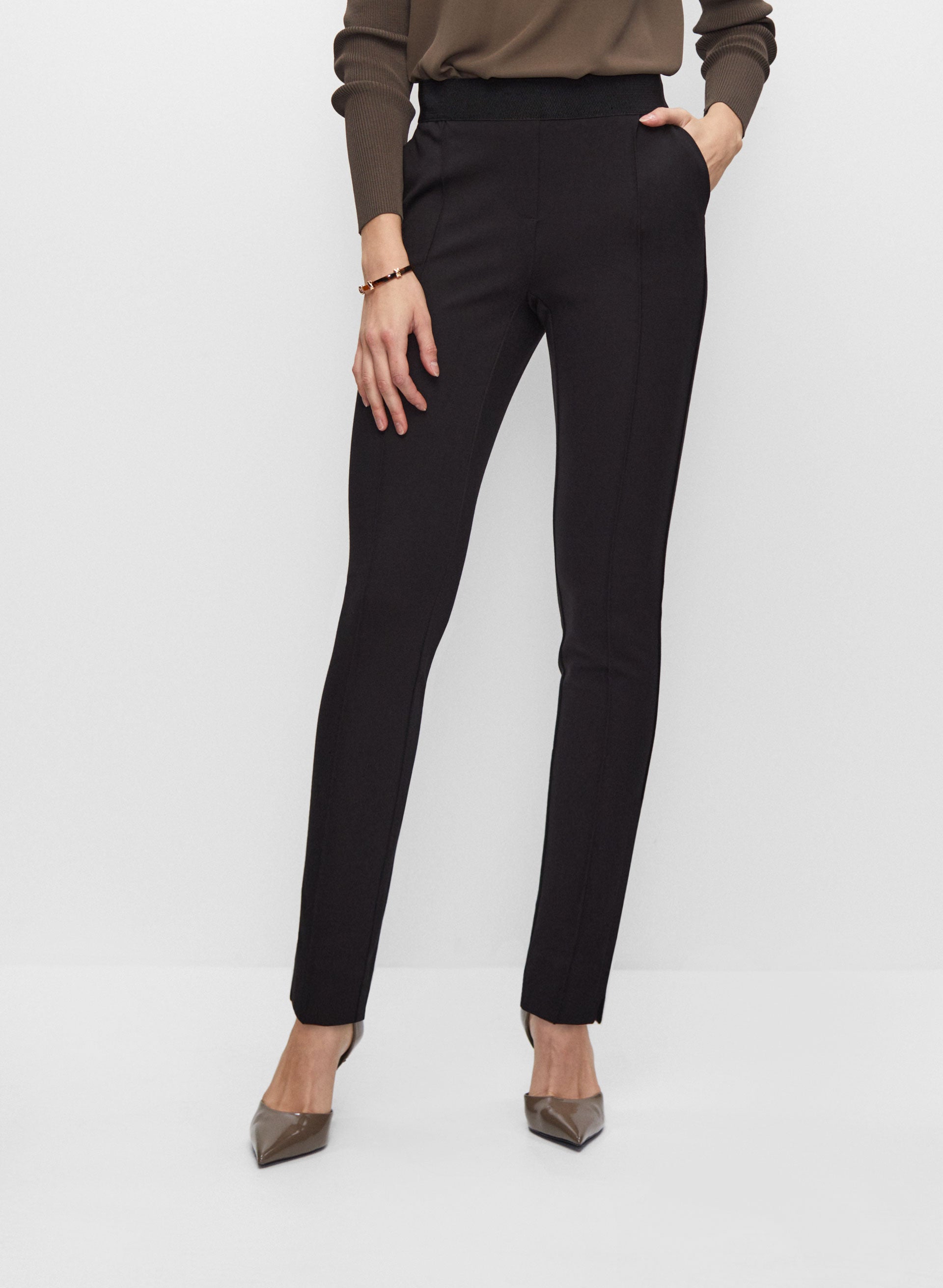 Pull on slim leg pants discount