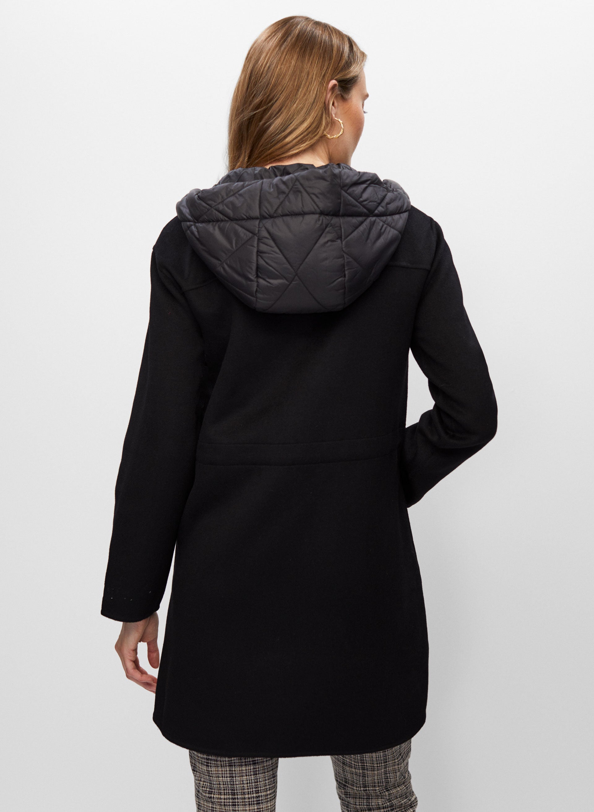 Black hooded wool coat outlet