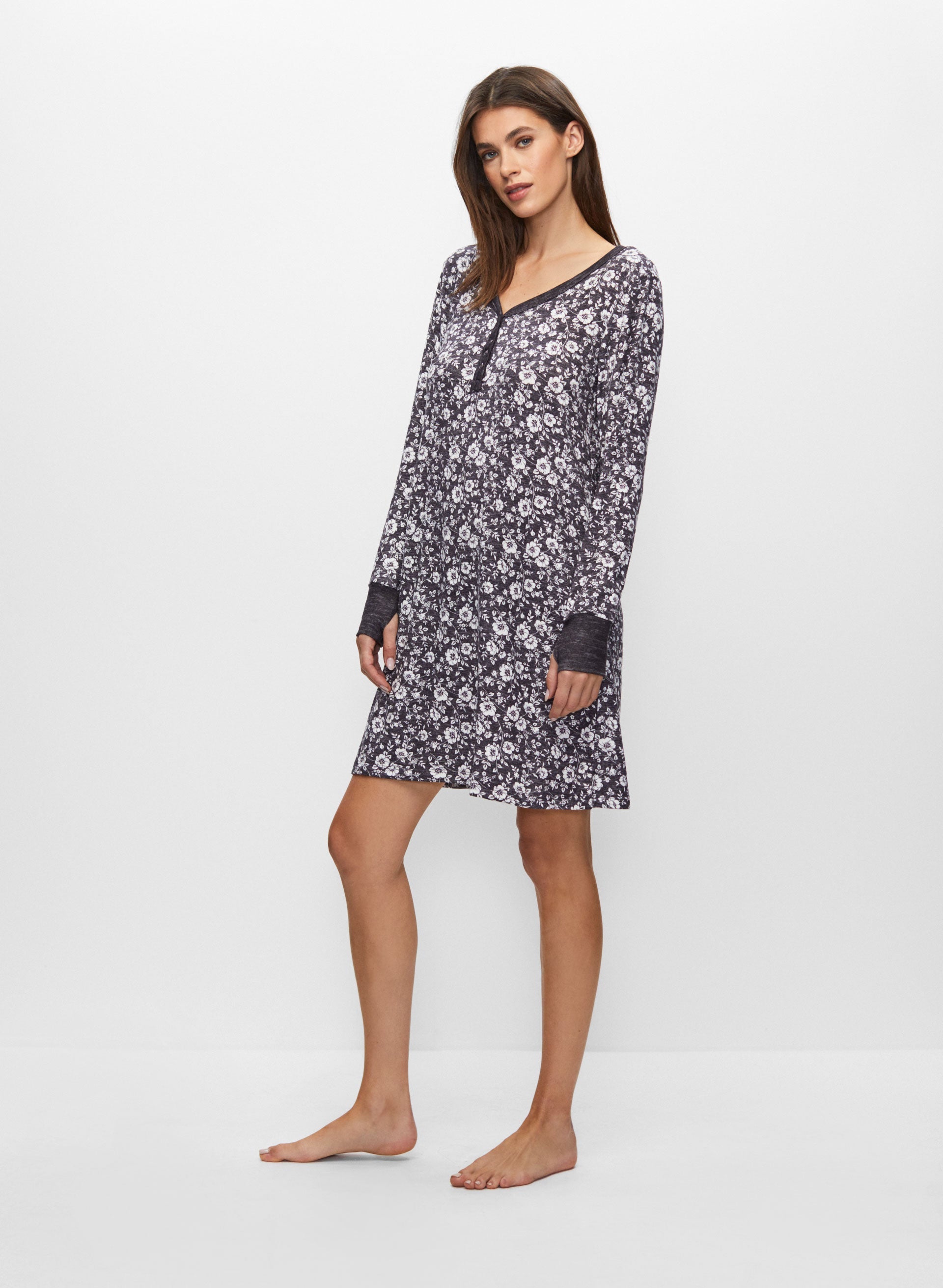 Contrast Floral Print Sleepshirt