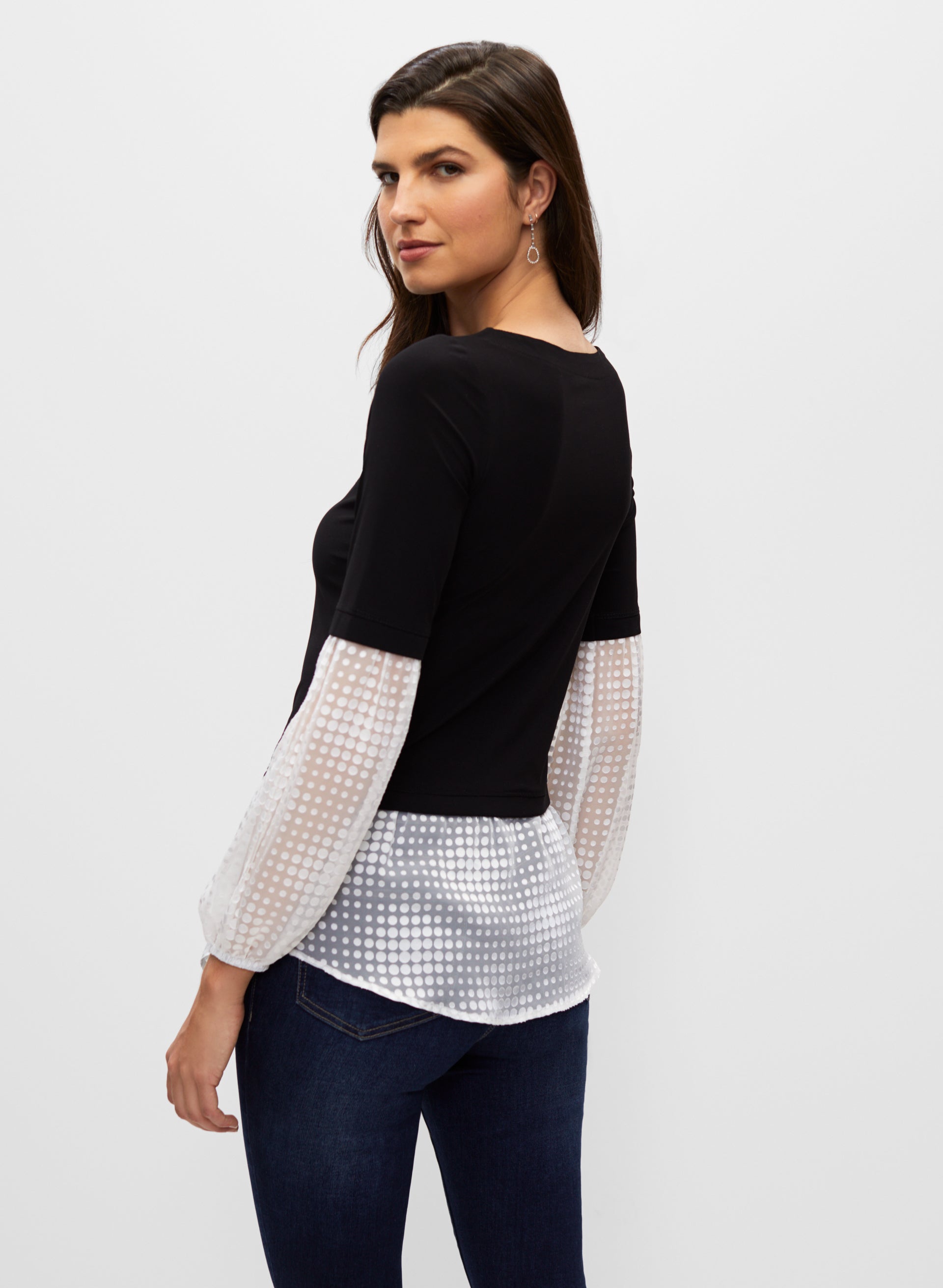 Dot Print Chiffon Fooler Top