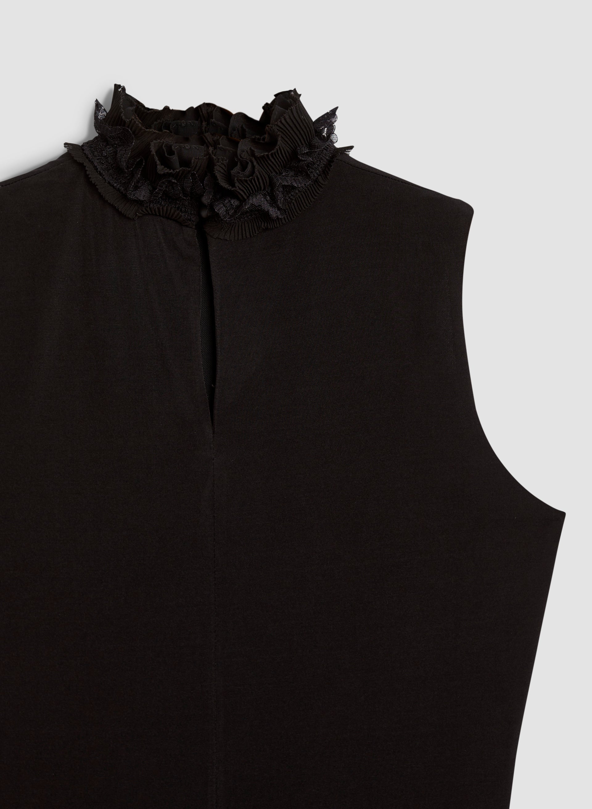 Black ruffle neck blouse online