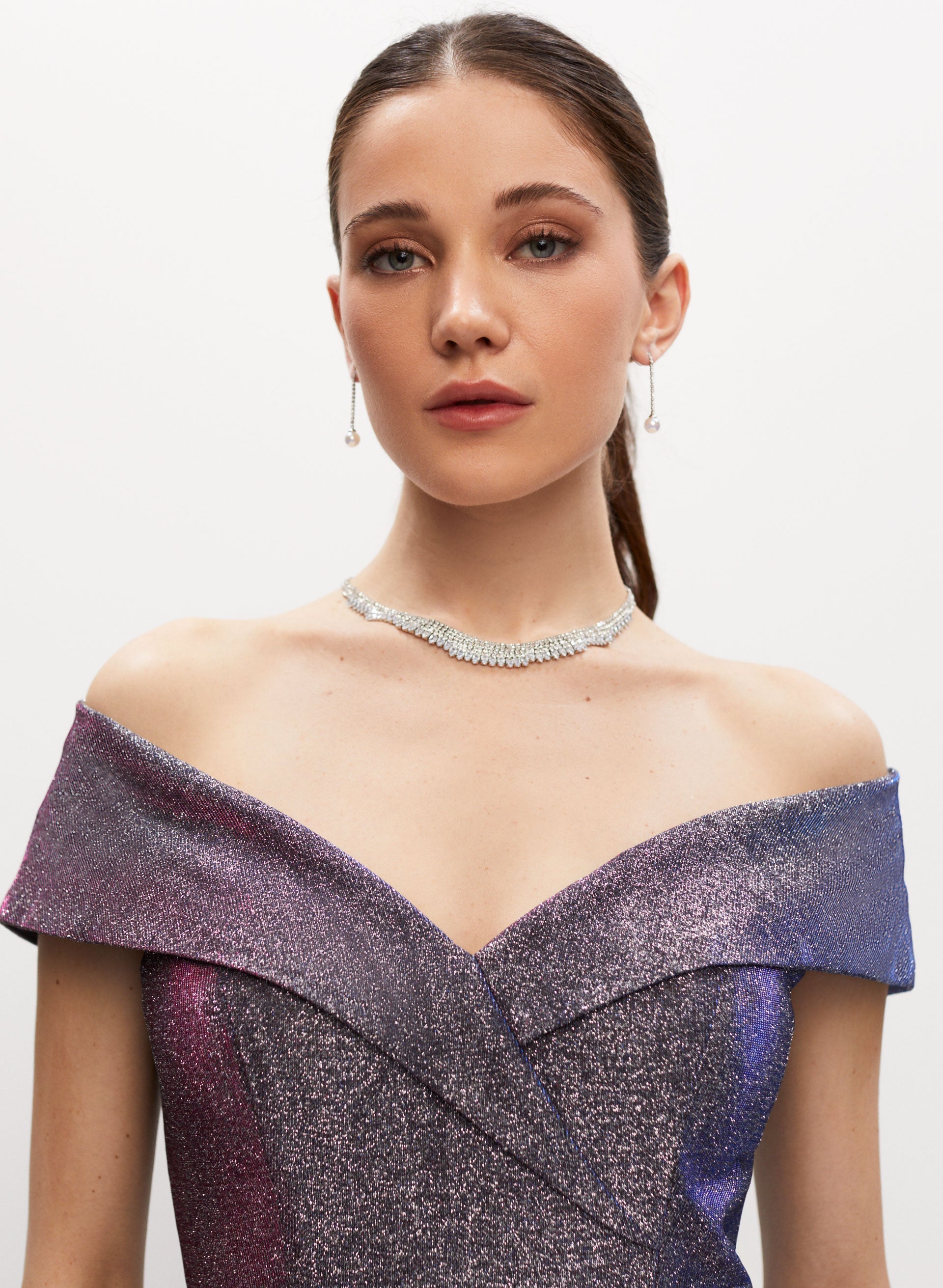 Sweetheart Neckline Glitter Detail Gown