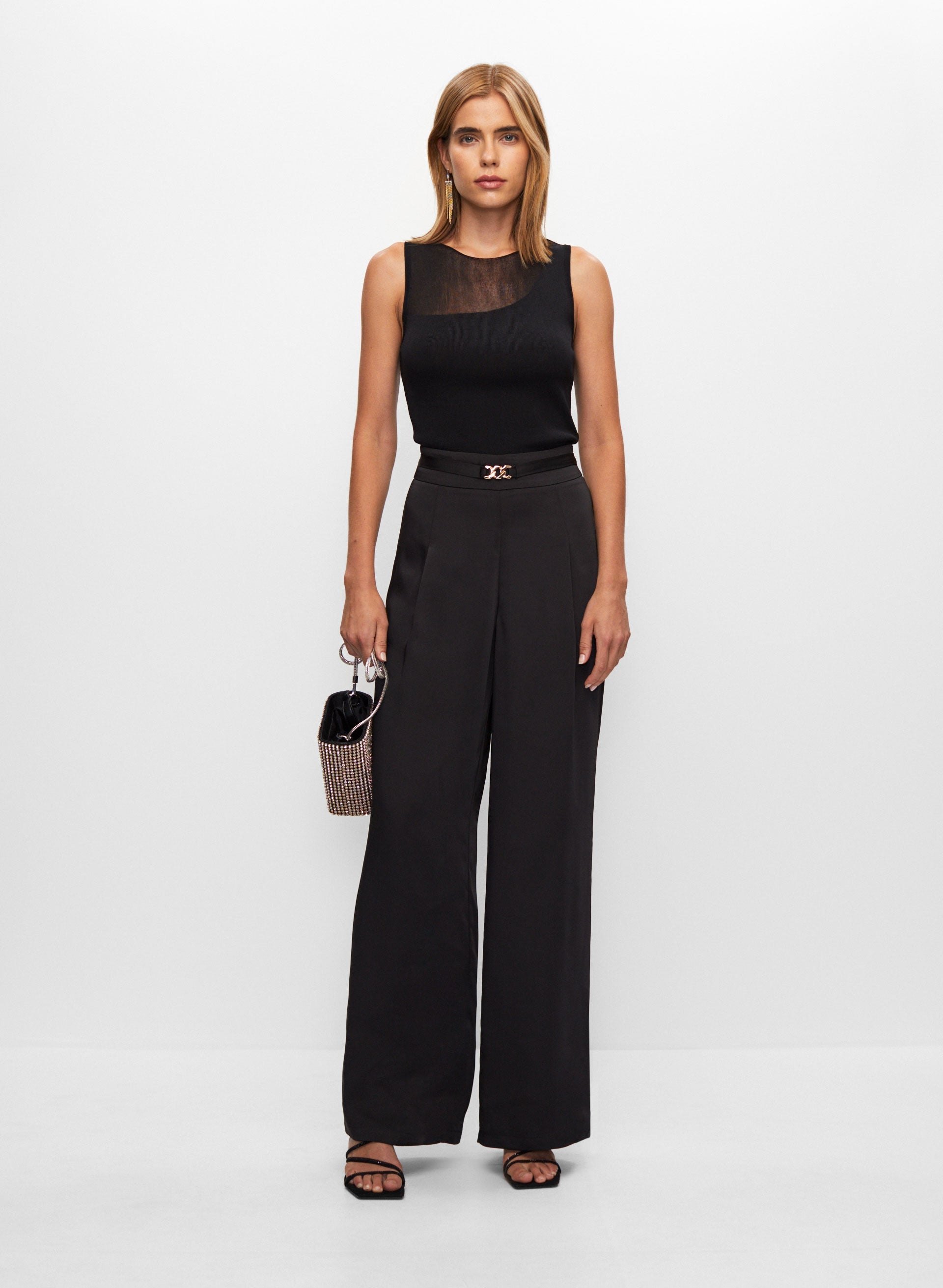 Illusion Neck Top & Belted Pants