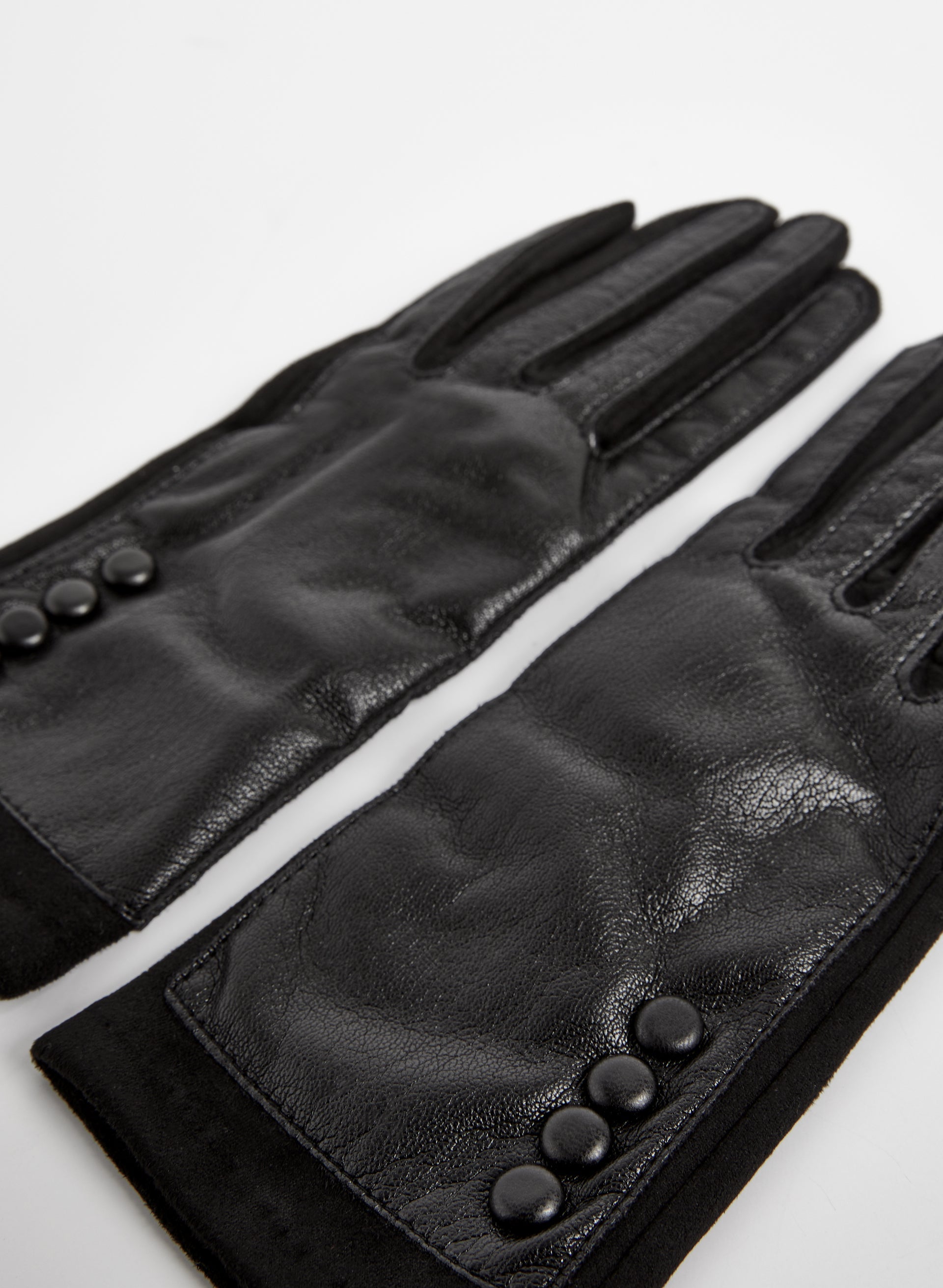 Button Detail Faux Suede Gloves