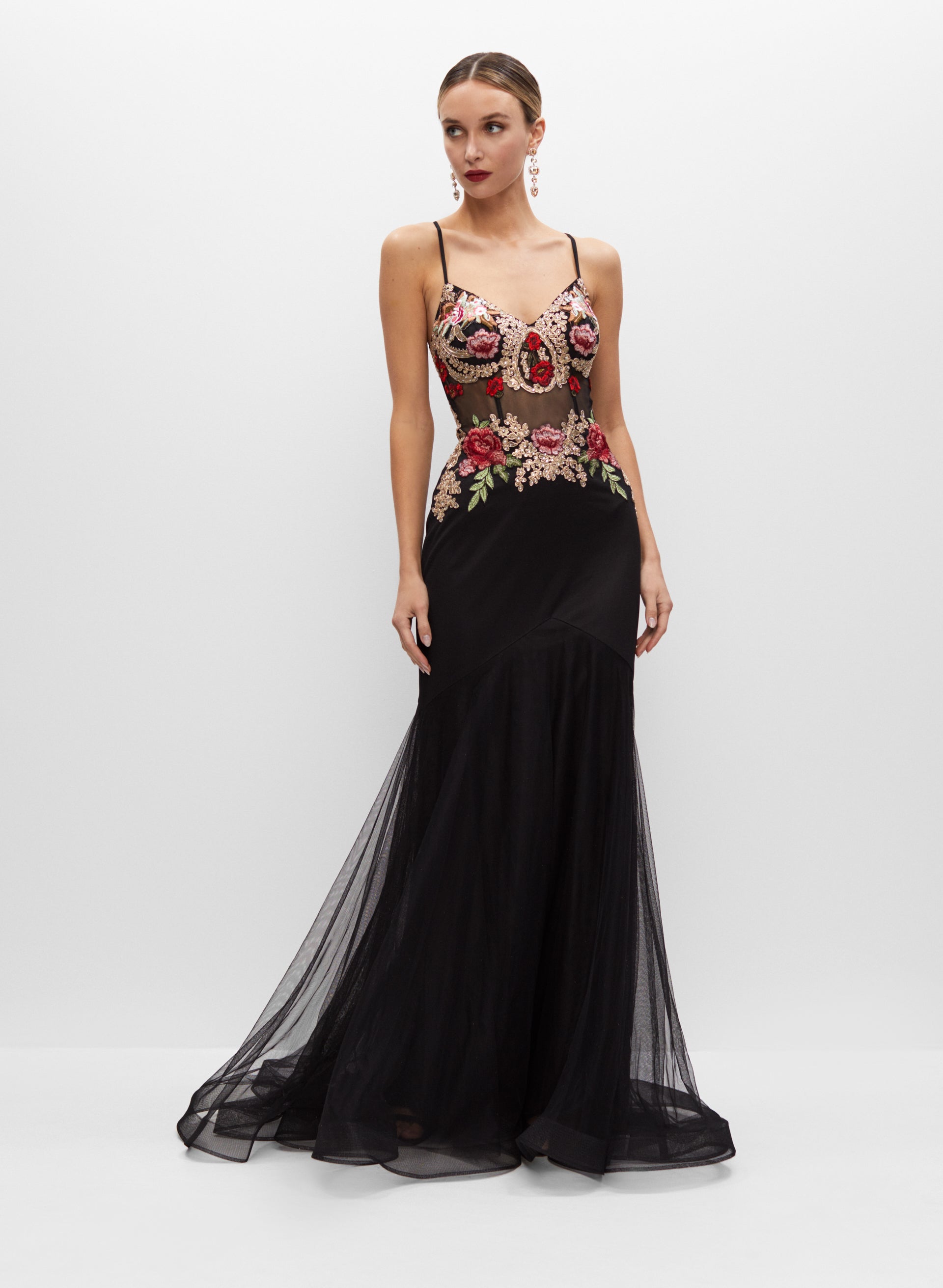 Embroidered Corset Detail Gown Embroidered Corset Detail Gown