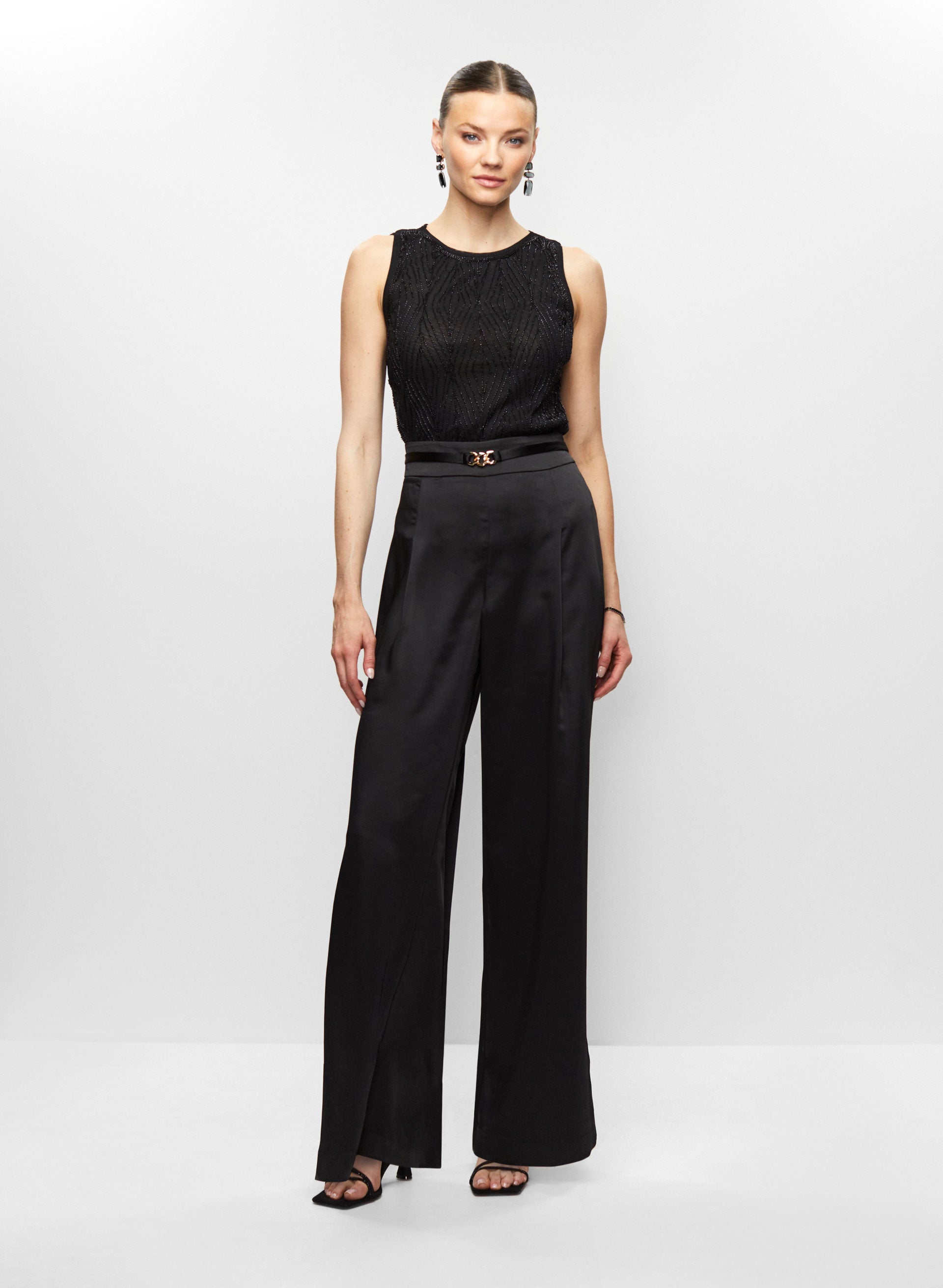 Beaded Top & Belted Pants