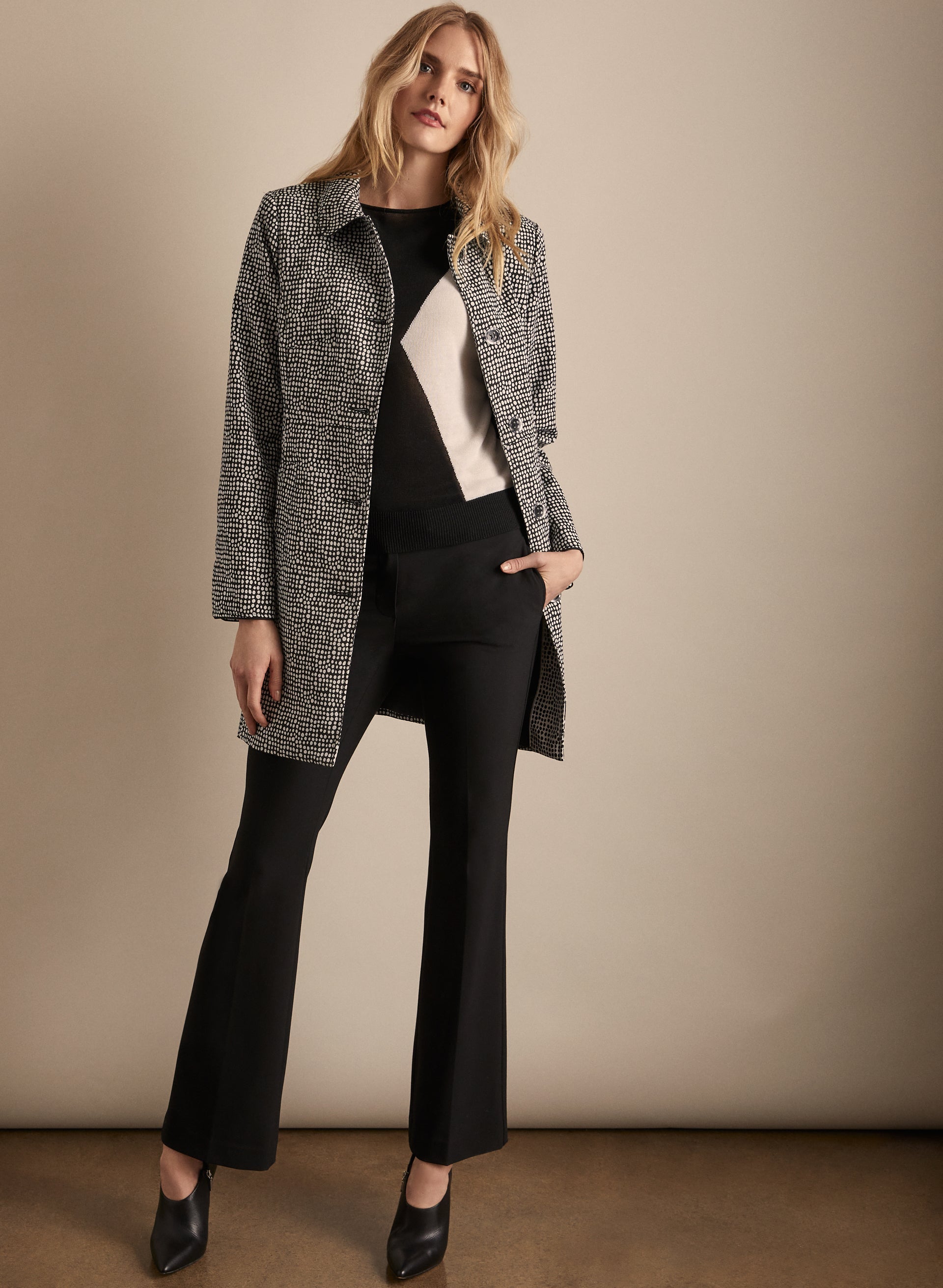 Novelti Dotted ButtonUp Coat