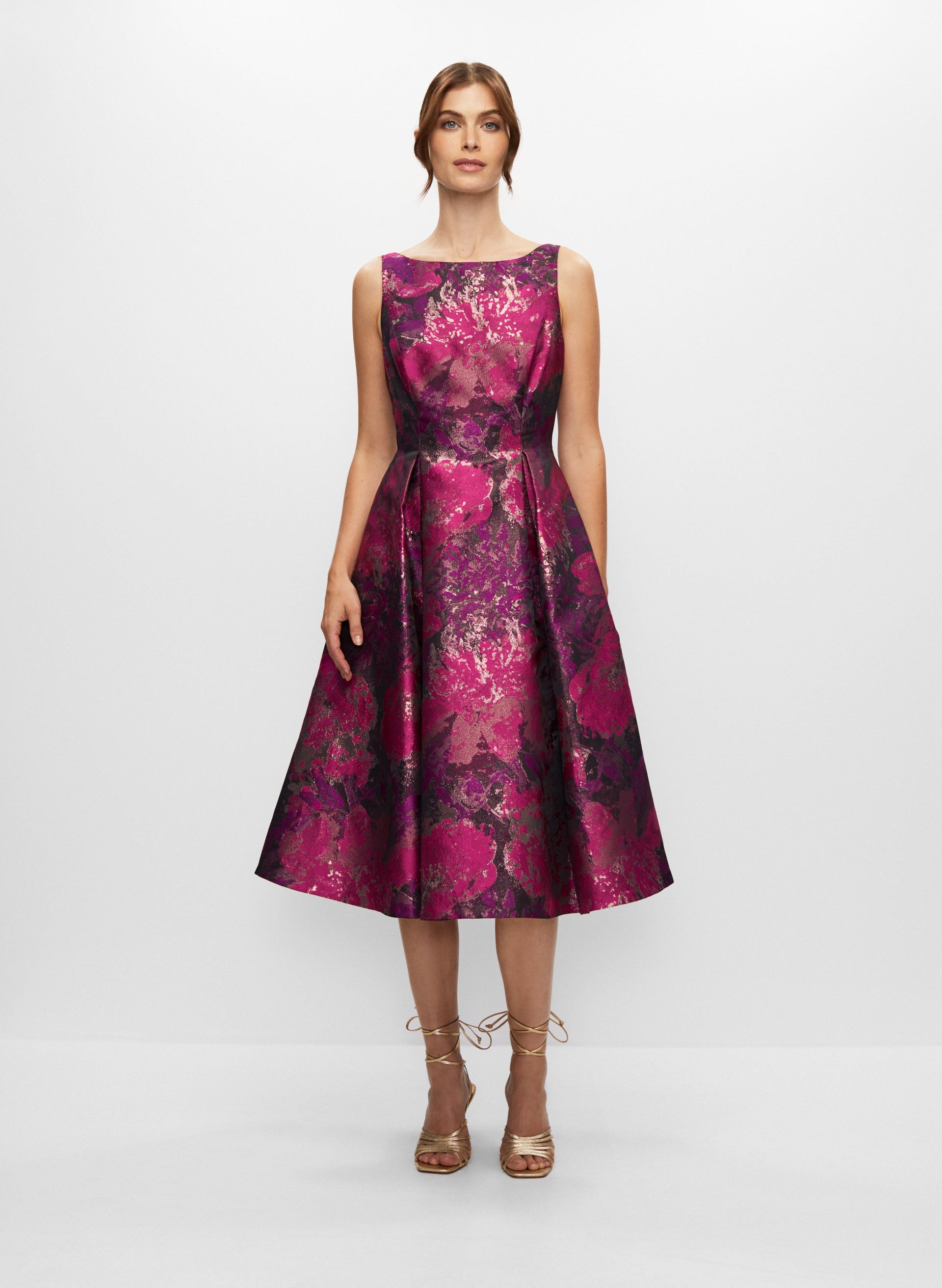 Abstract Floral Jacquard Dress