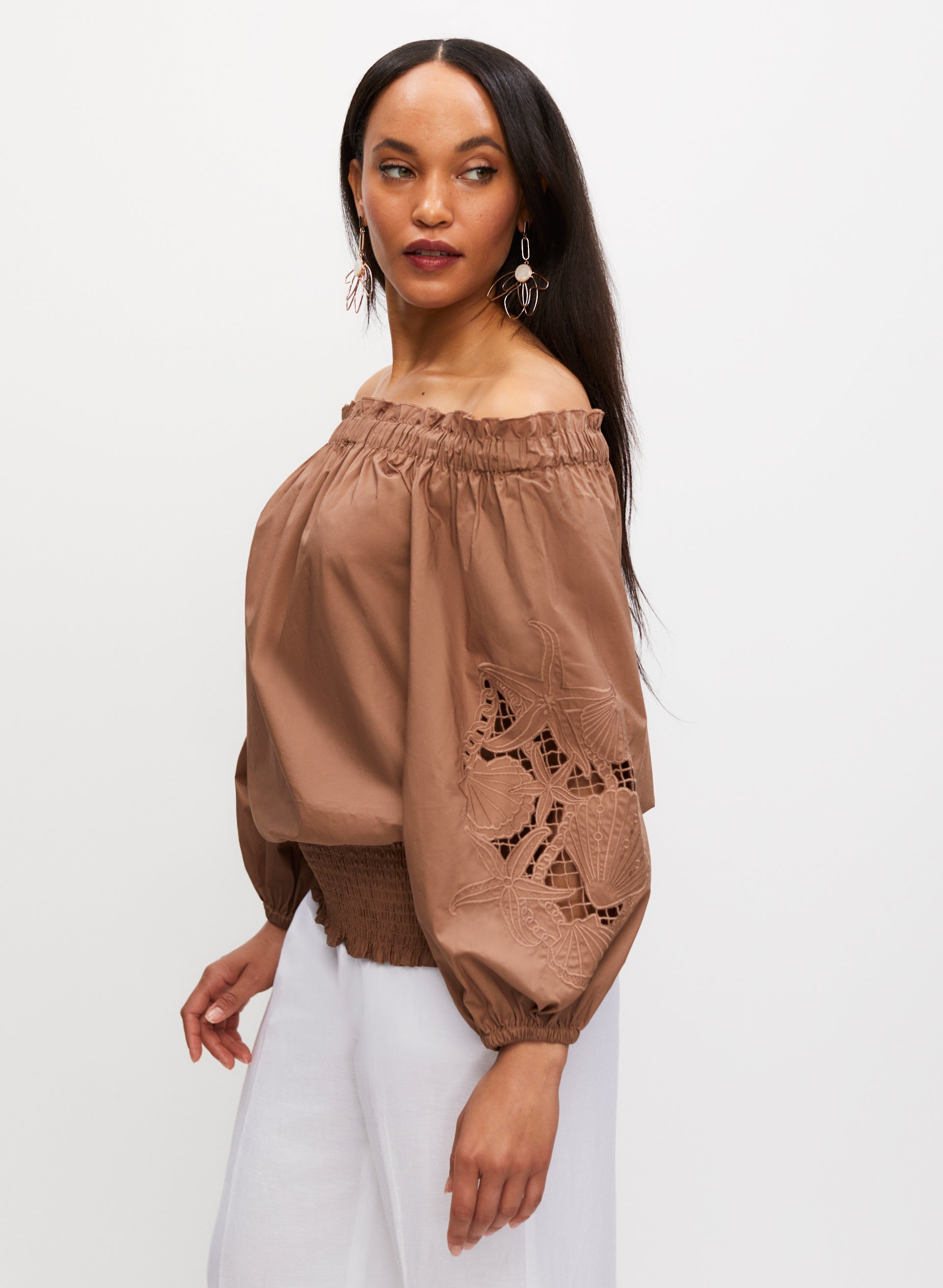 Embroidered Off-the-Shoulder Blouse