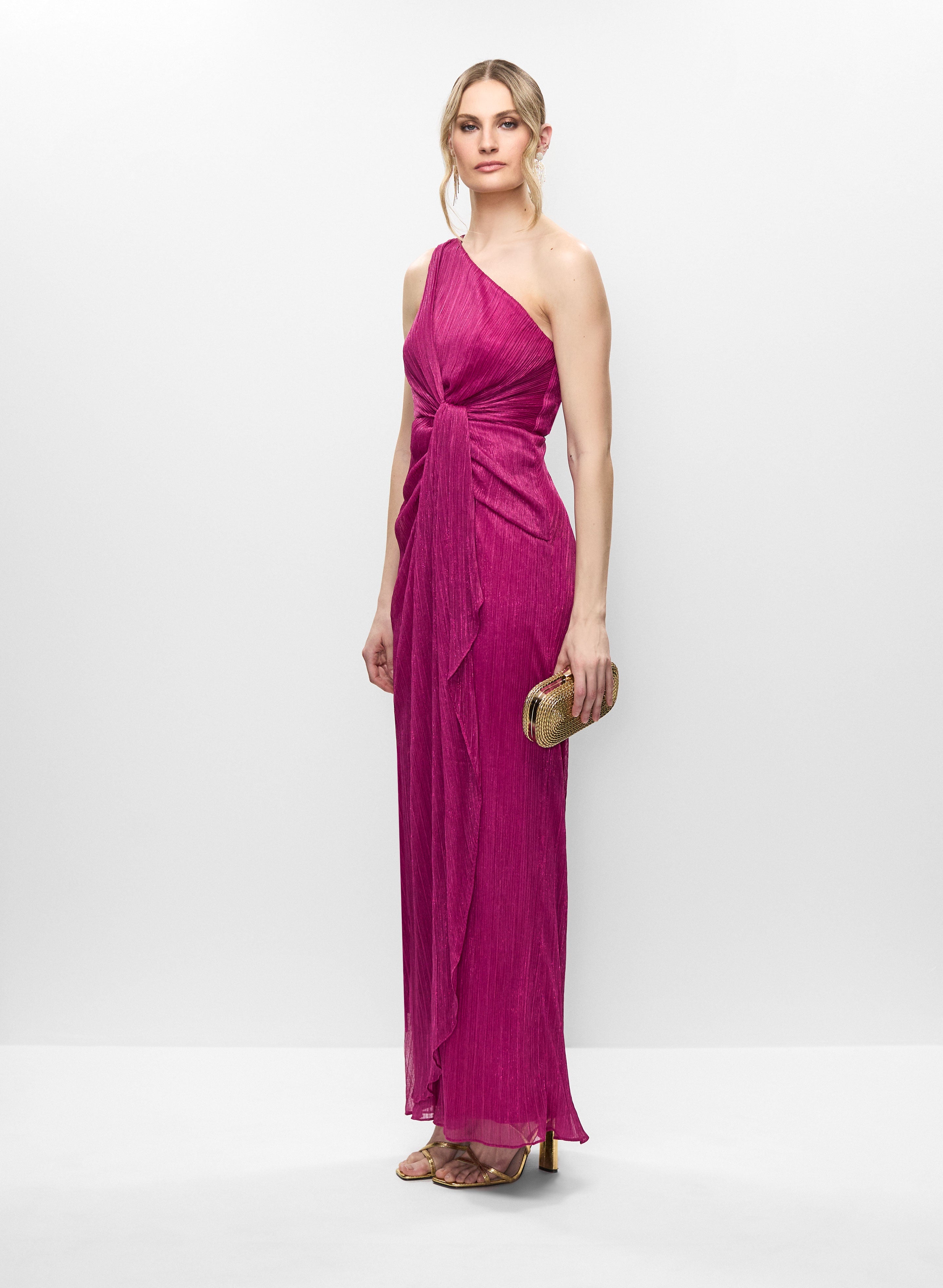 Adrianna Papell - Metallic One-Shoulder Gown