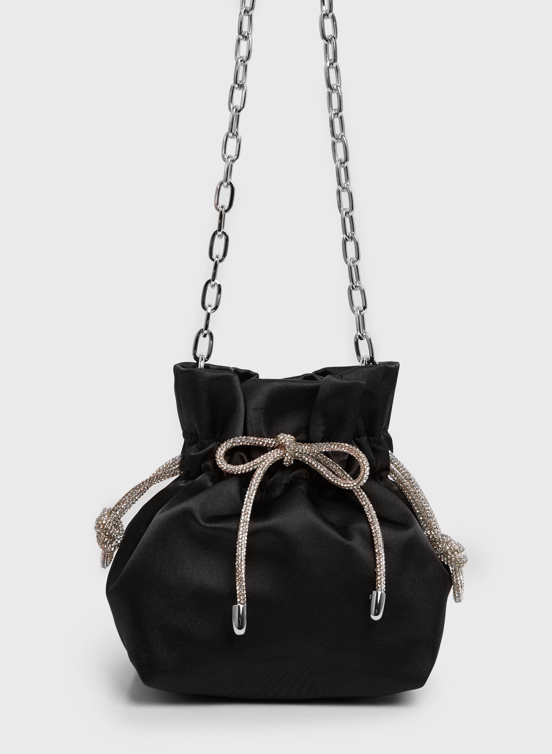 Black velvet drawstring evening bag best sale