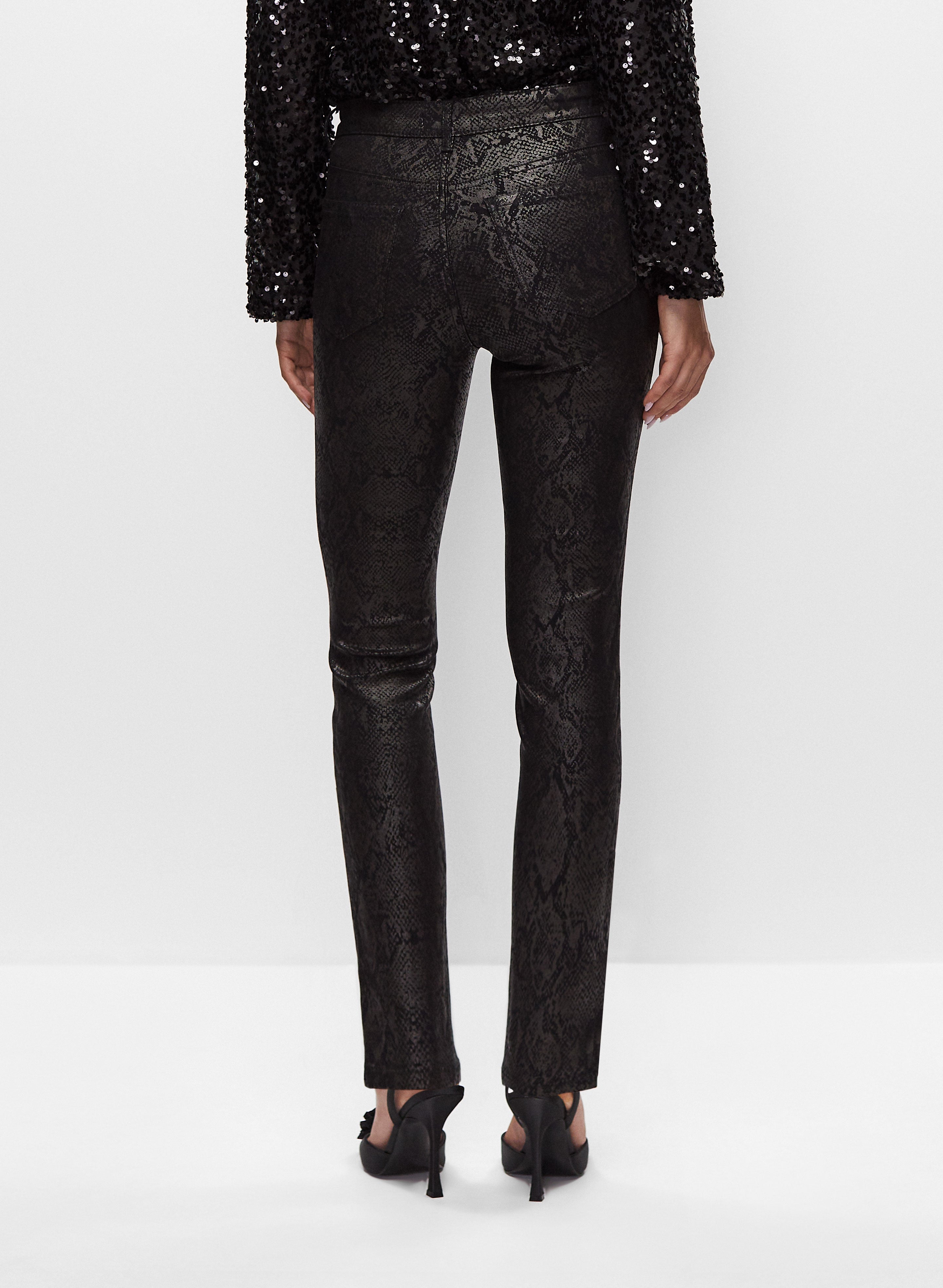 Snakeskin Print Coated Jeans