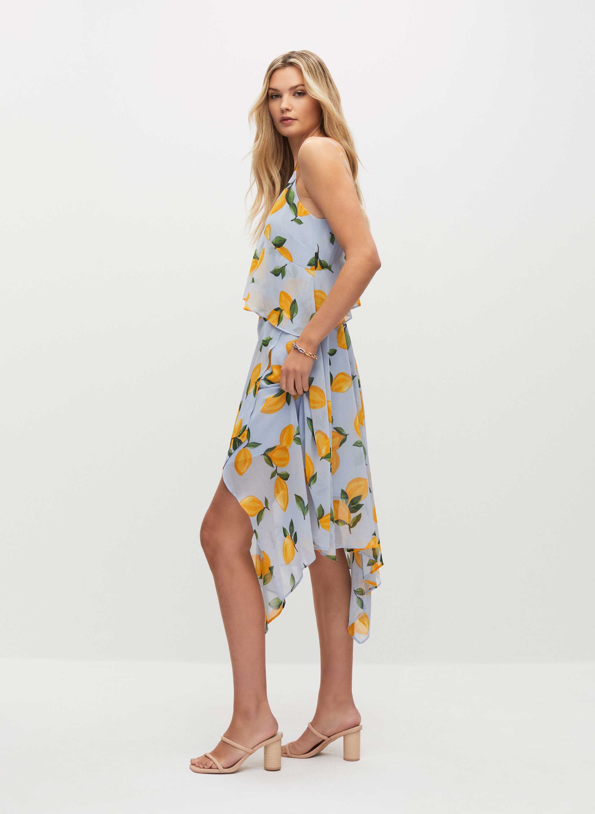 Lemon Print Chiffon Dress