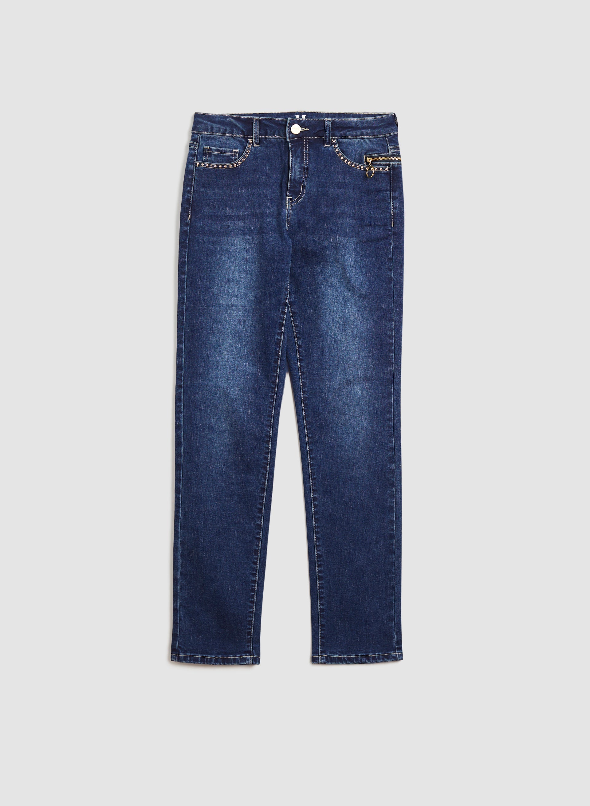Stud & Zip Detail Jeans