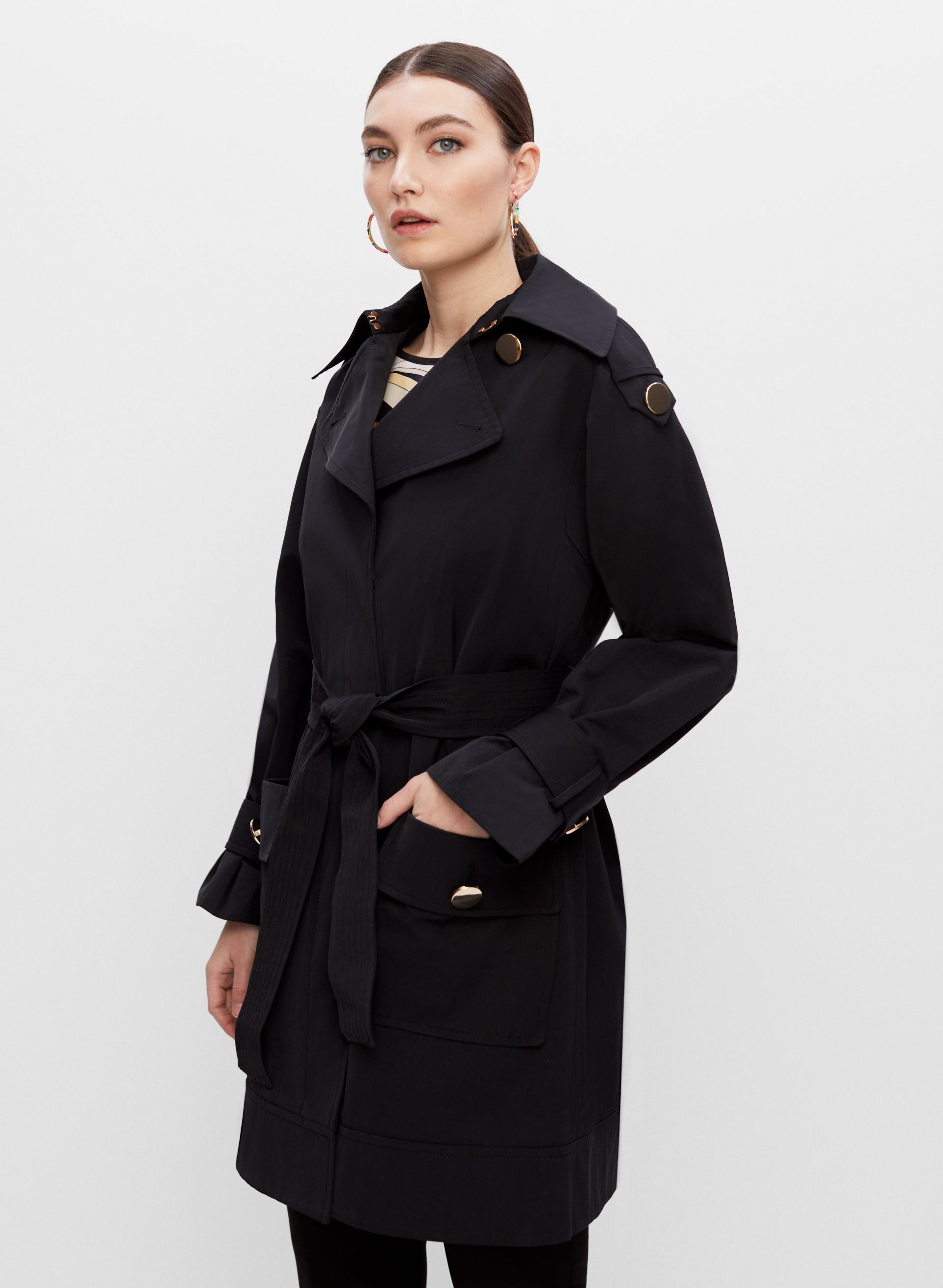Button Detail Trench Coat