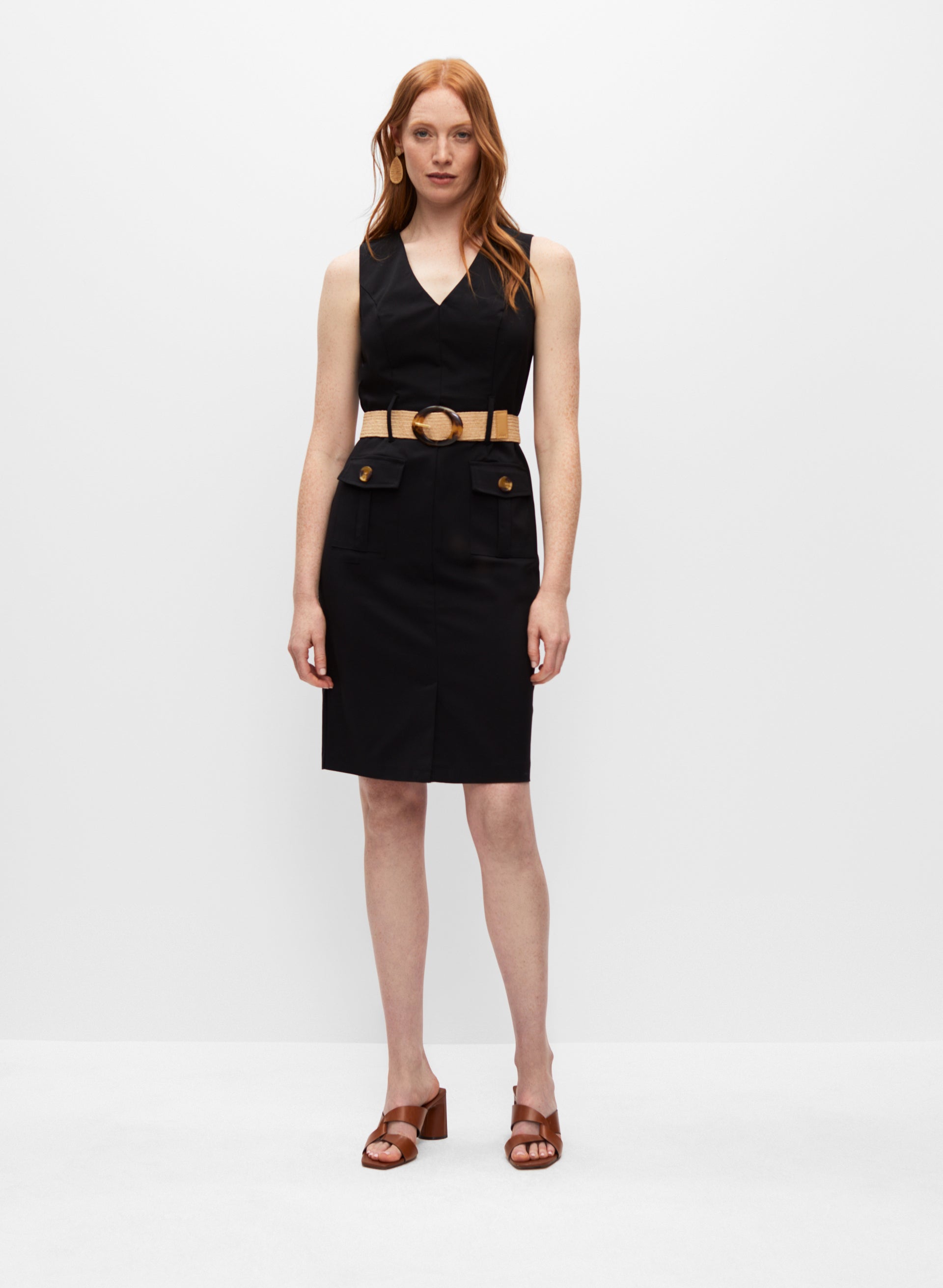 Sleeveless Cotton Blend Dress