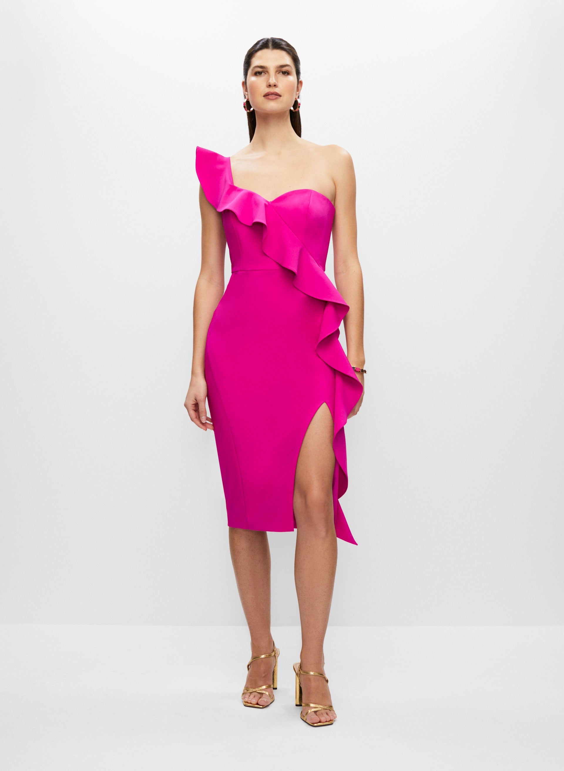 Aidan Mattox - One-Shoulder Ruffle Dress