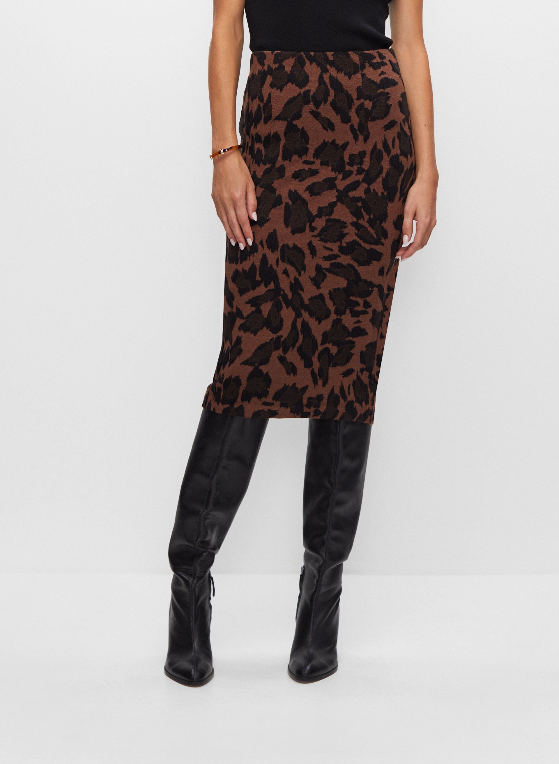 Pull On Leopard Motif Skirt