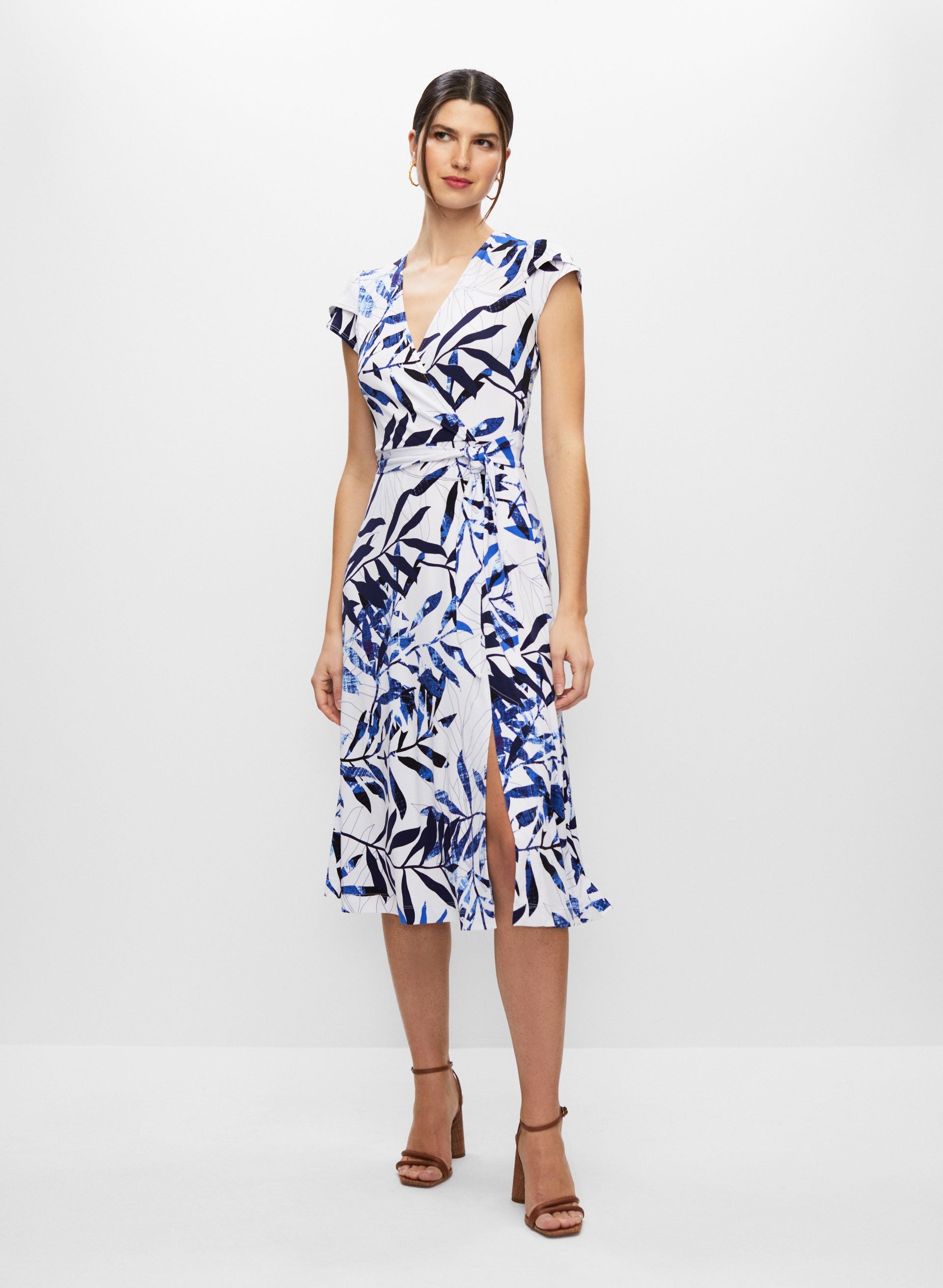 Geometric Print Wrap Dress