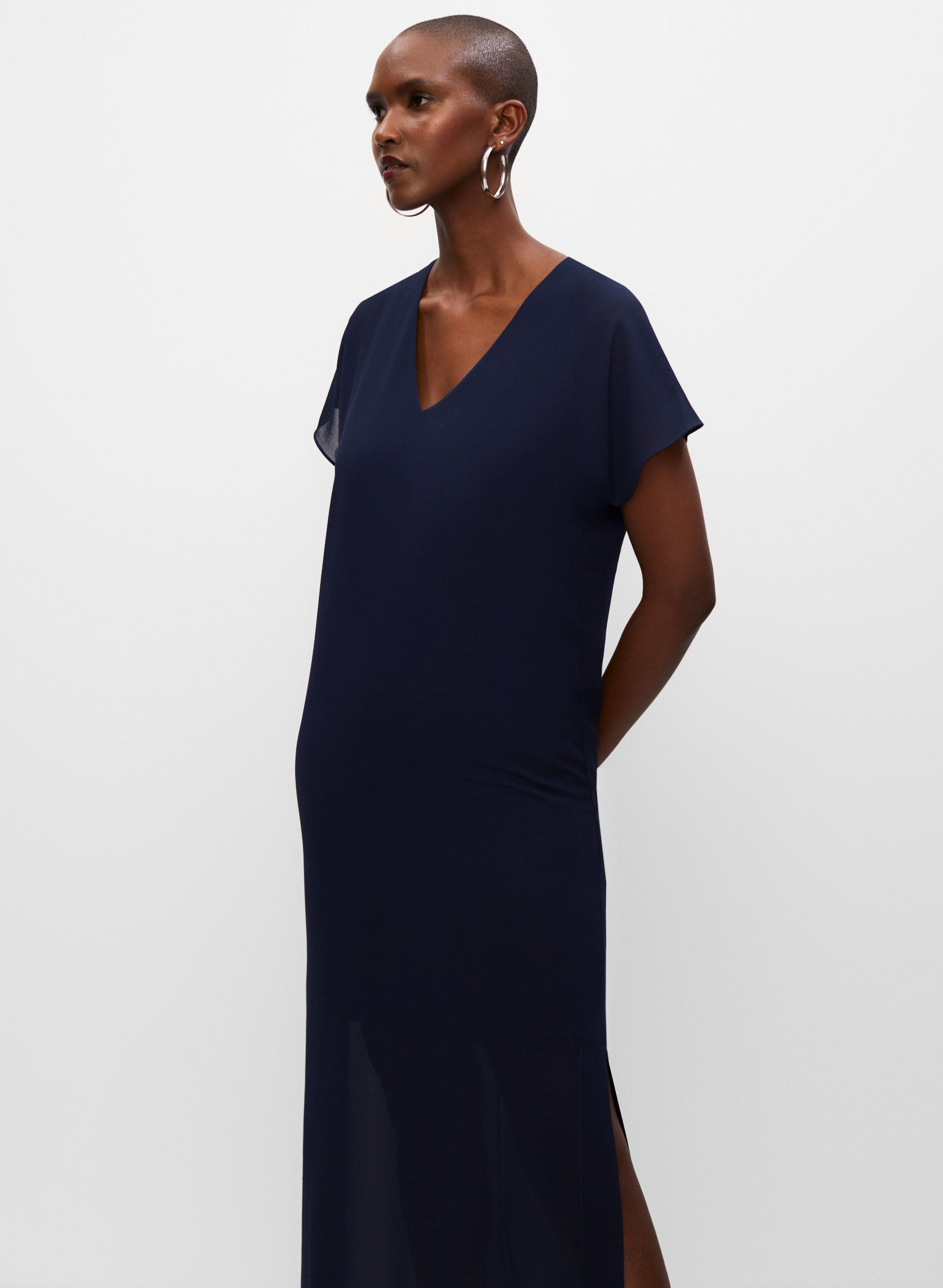 Elegant V-neck Velvet A-Line Floor-length Dress Peacock