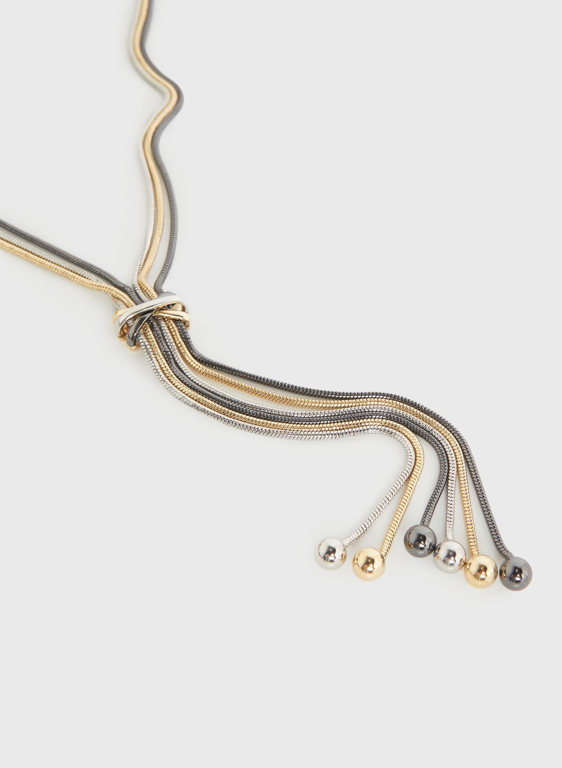 Tri-Tone Snake Chain Y Necklace