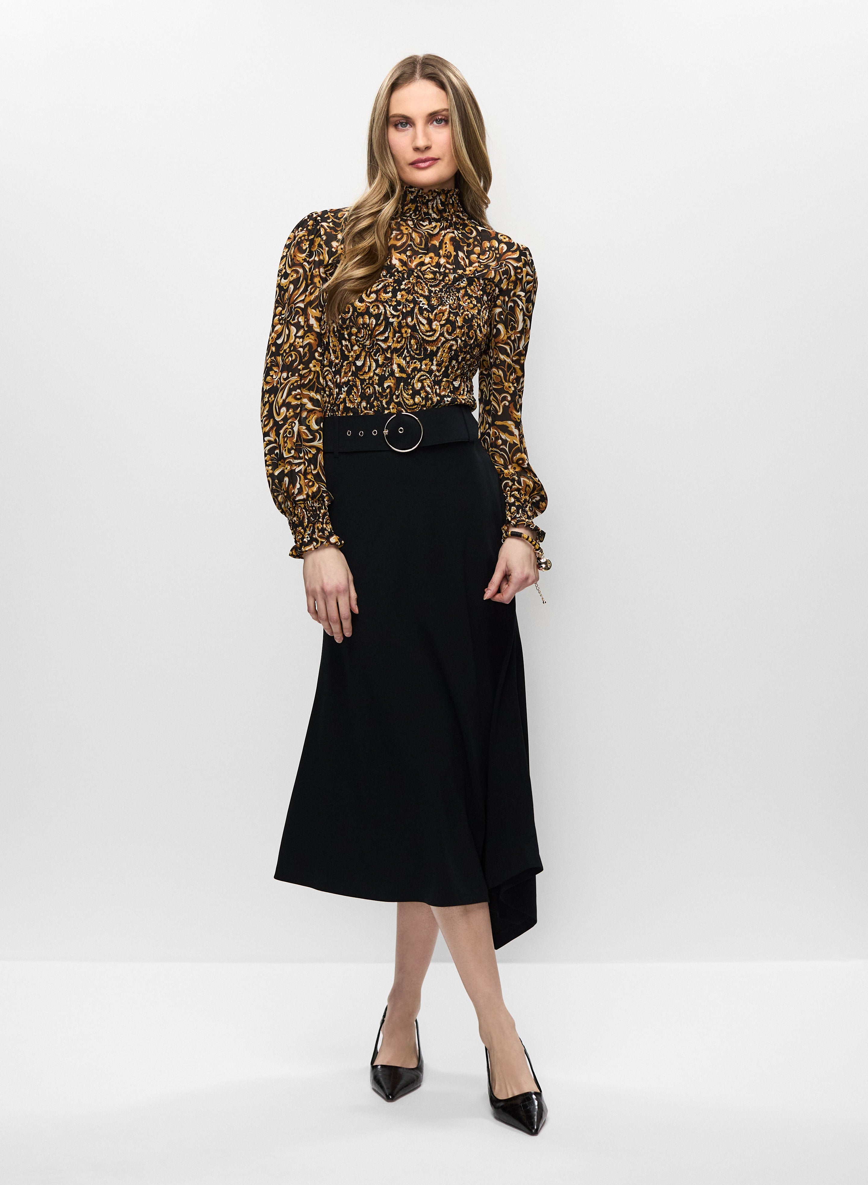 Paisley Blouse & Asymmetrical Skirt