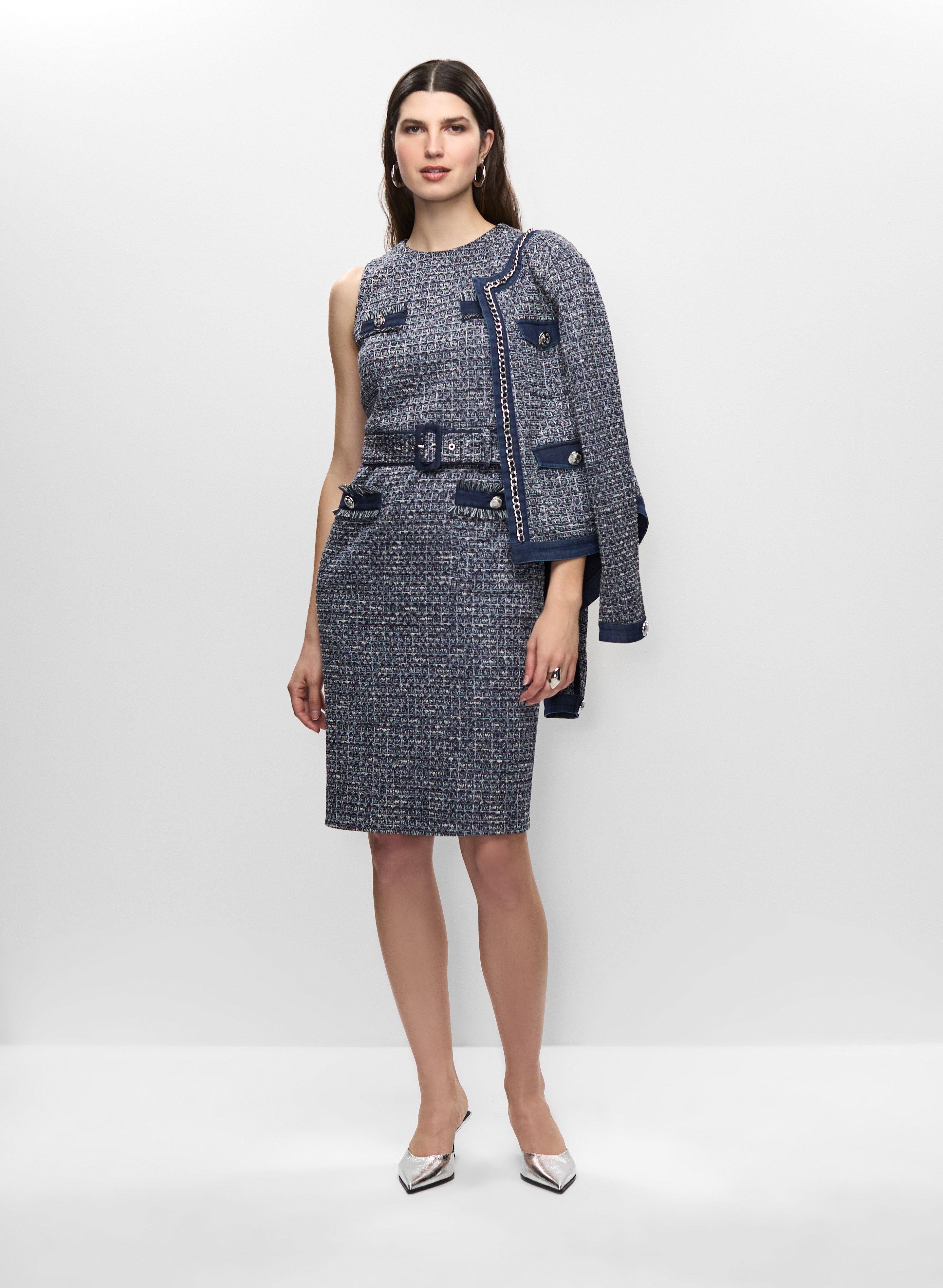 Denim Trim Boucl Jacket & Dress Denim Trim Boucl Jacket & Dress